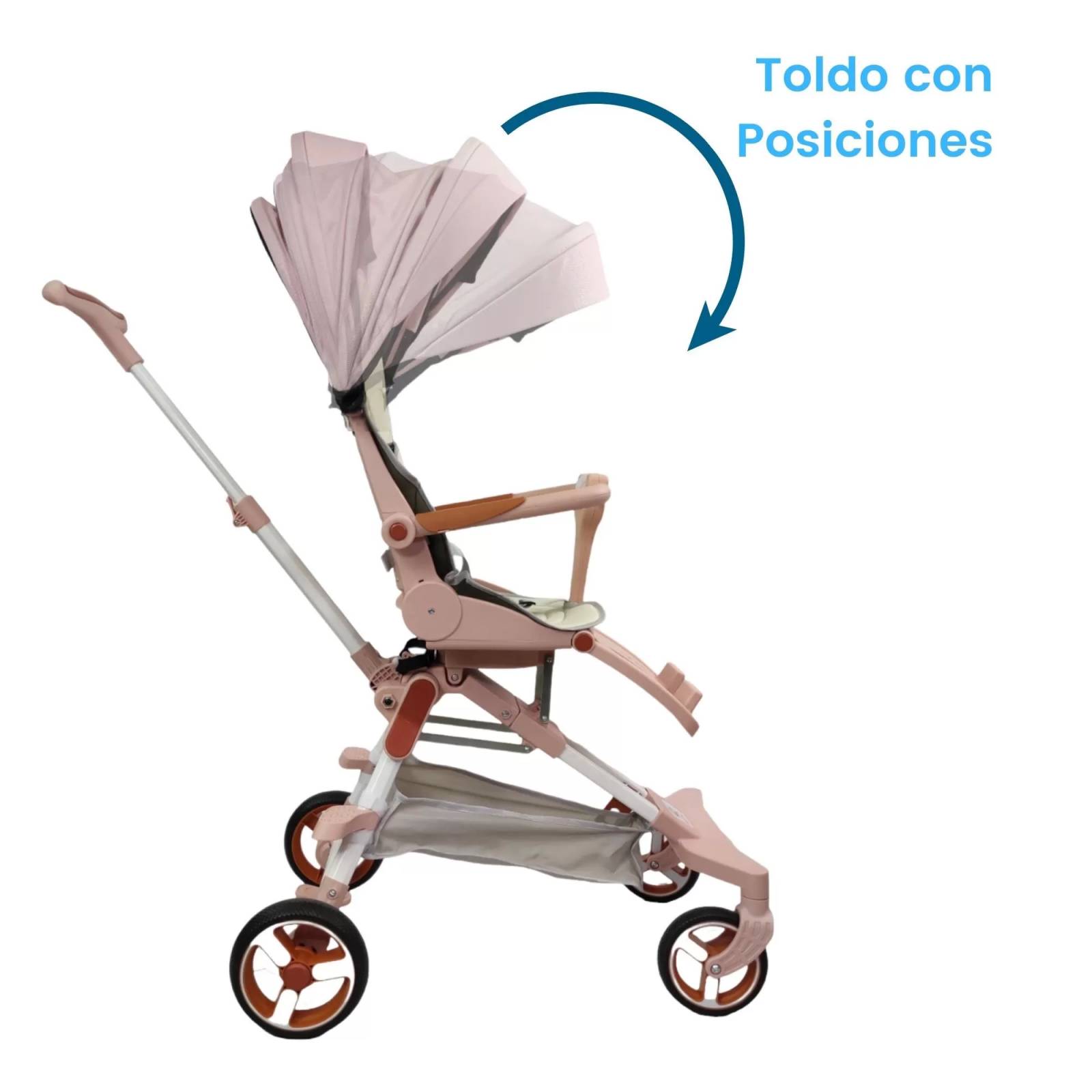 Carriola para Bebe Moderna Giratorio,Frenos,Plegable,Reclinable  - Rosa