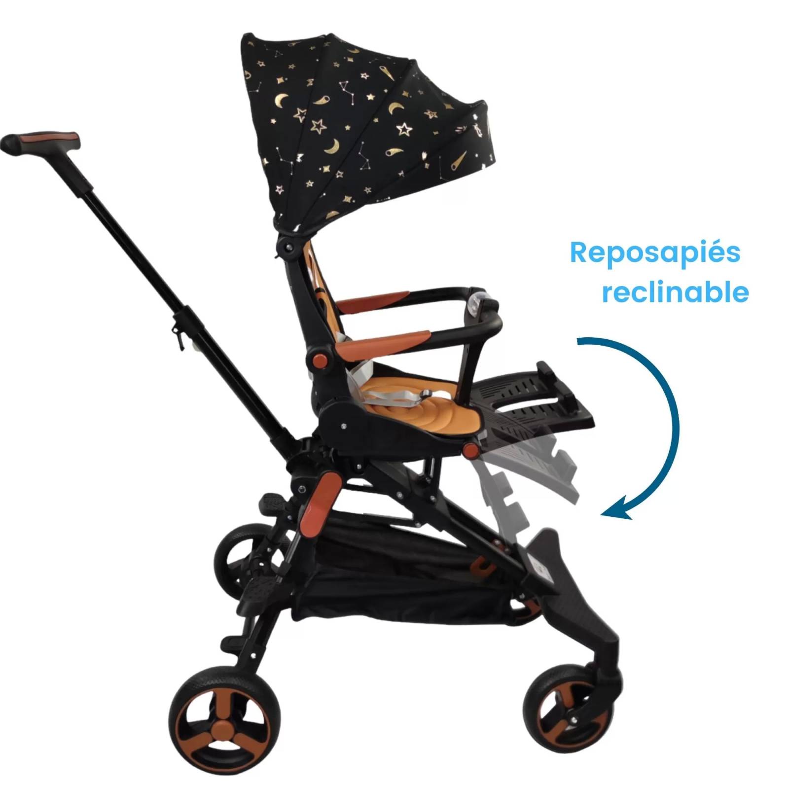 Carriola para Bebe Moderna Giratorio,Frenos,Plegable,Reclinable  - Negro