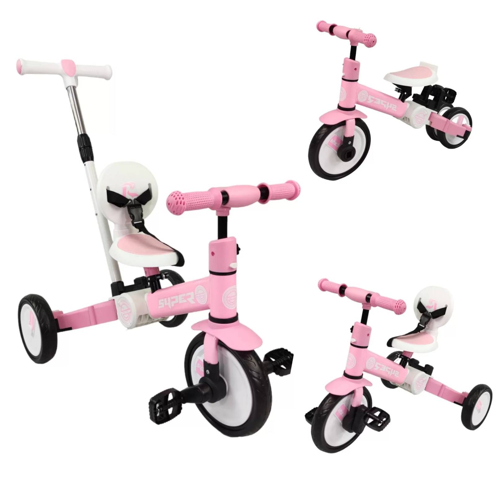 Triciclo para Niños 4 en 1 Bicicleta de Equilibrio y Balance - Rosa.