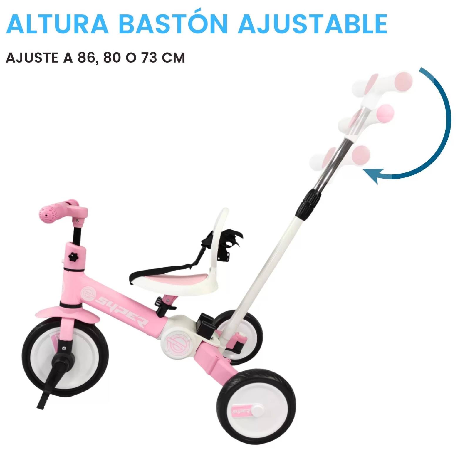 Triciclo para Niños 4 en 1 Bicicleta de Equilibrio y Balance - Rosa.