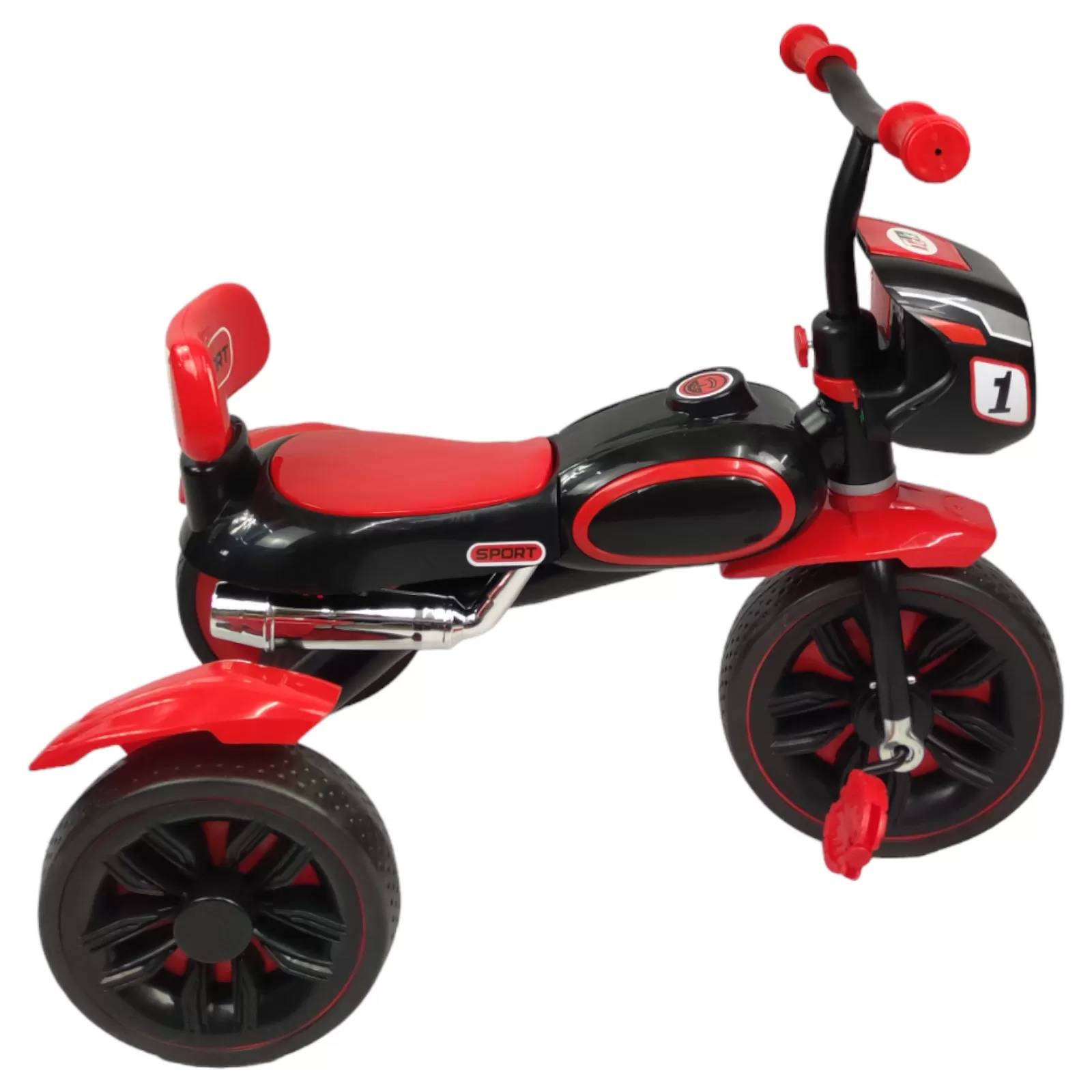 Triciclo para Niños diseño de Motocicleta y Con Luz y Sonido  - Rojo.