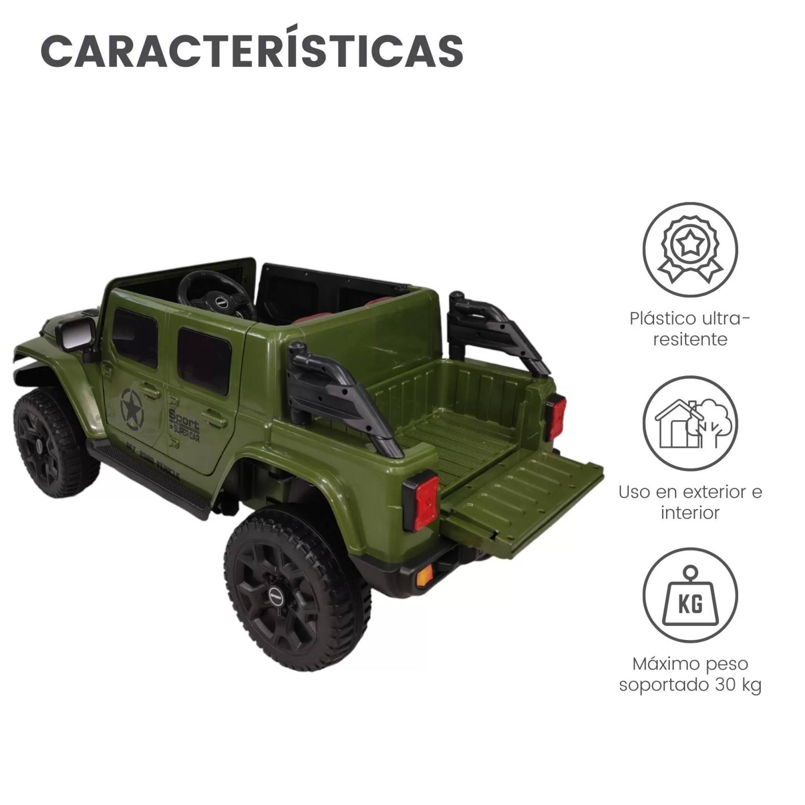Montable para Niños con Control Remoto Camioneta 2 Asientos - Verde.