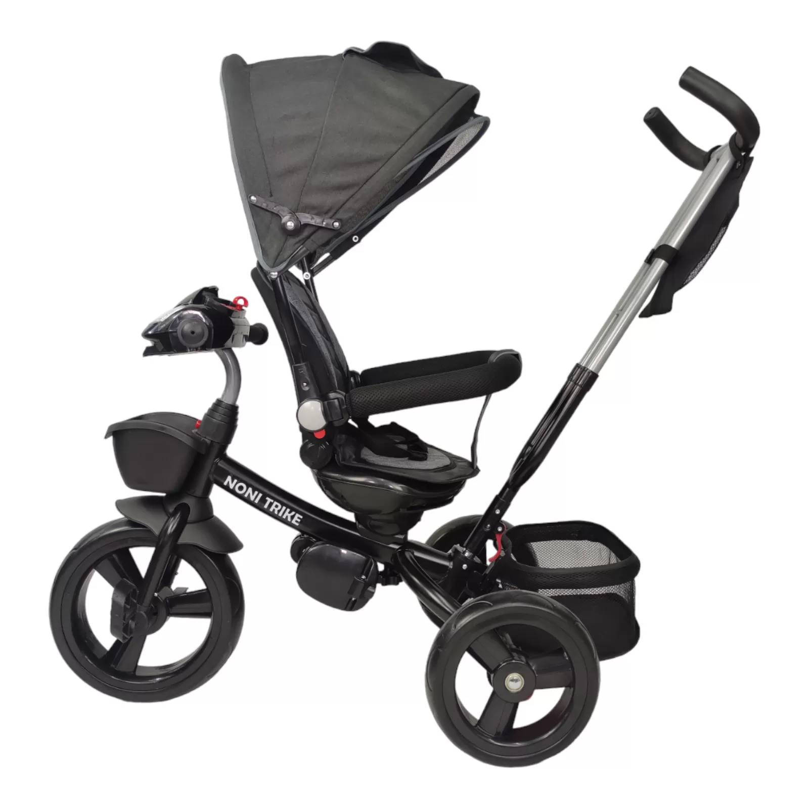 Triciclo para Niños 7en1 con luz,sonido,Asiento Giratorio 360  - Negro.