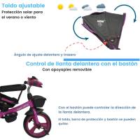 Triciclo Para Niños 7 En 1 Con Asiento Giratorio 360 Luz Y Sonido Rojo