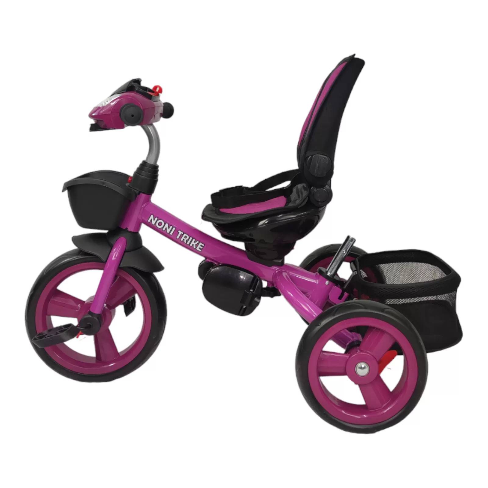 Triciclo para Niños 7en1 con luz,sonido,Asiento Giratorio 360  - Purpura.