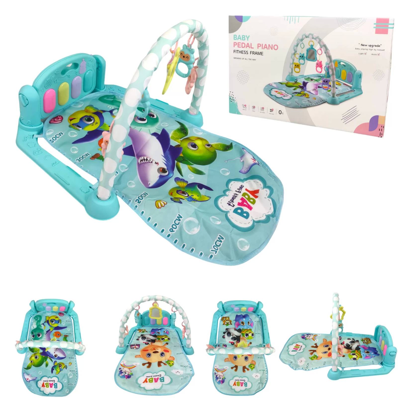 Tapete para Bebé Gimnasio Juguete Actividades Piano Luz Sonido  - Azul.