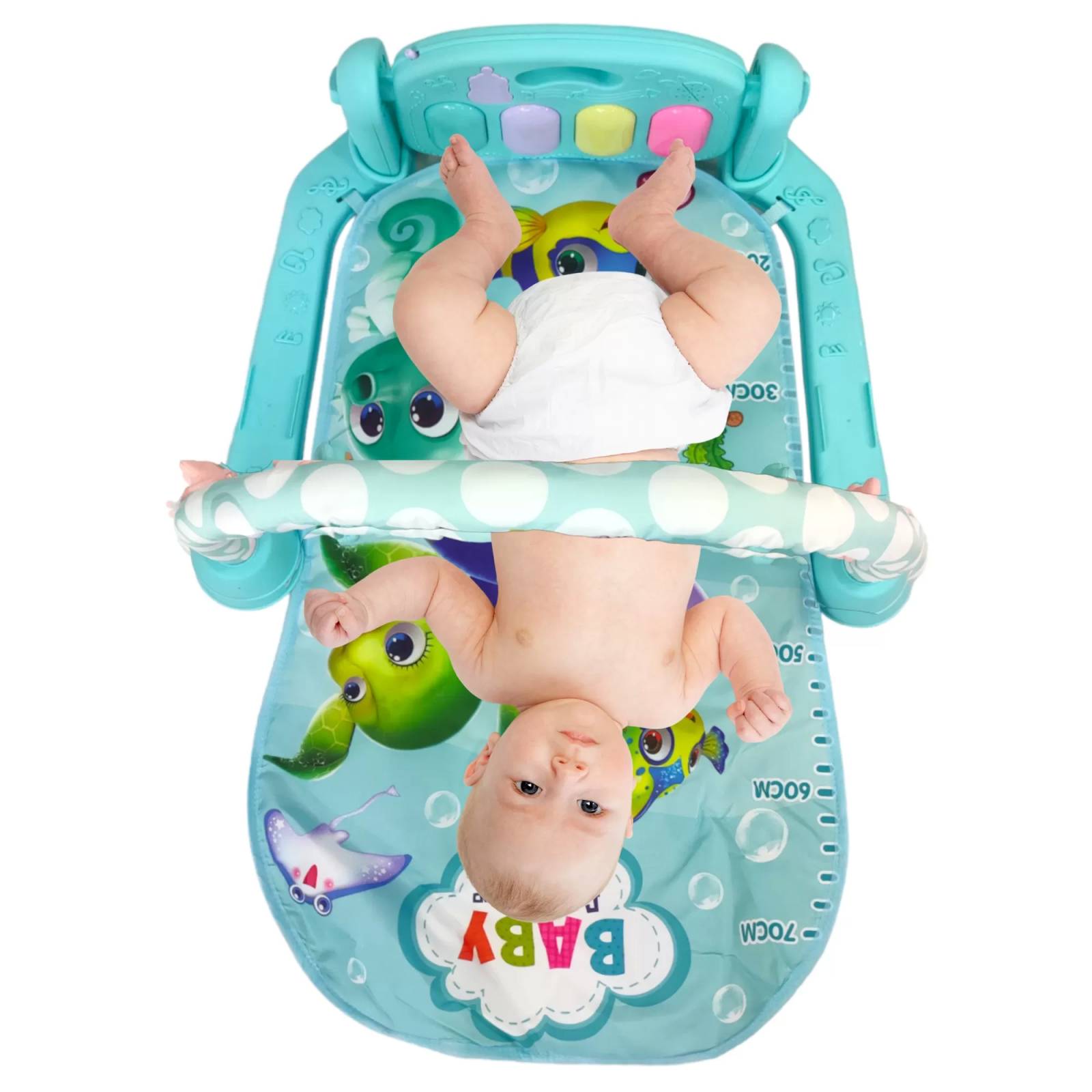 Tapete para Bebé Gimnasio Juguete Actividades Piano Luz Sonido  - Azul.