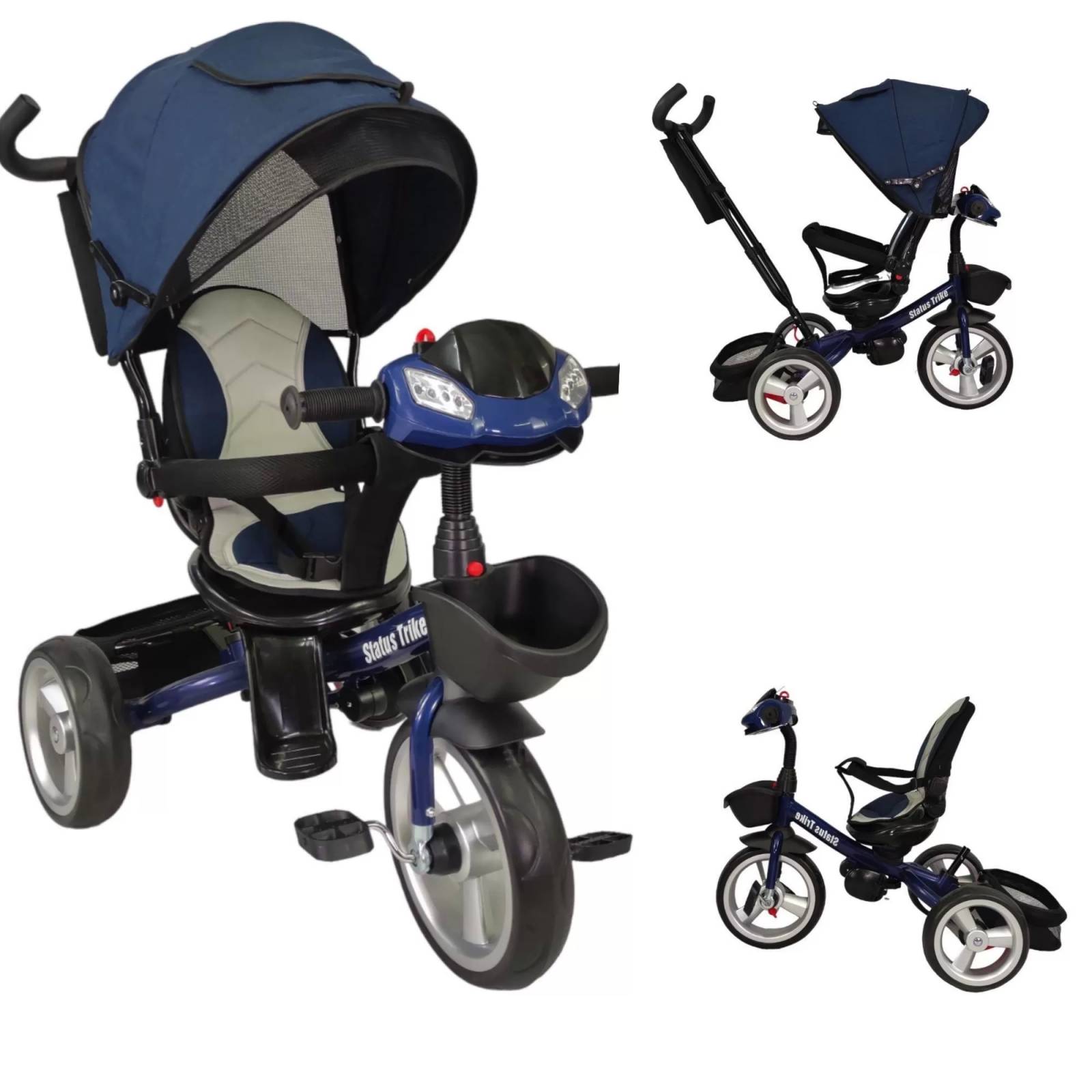 Triciclo para Niños 7en1 con Asiento Giratorio 360,luz,sonido  - Azul.