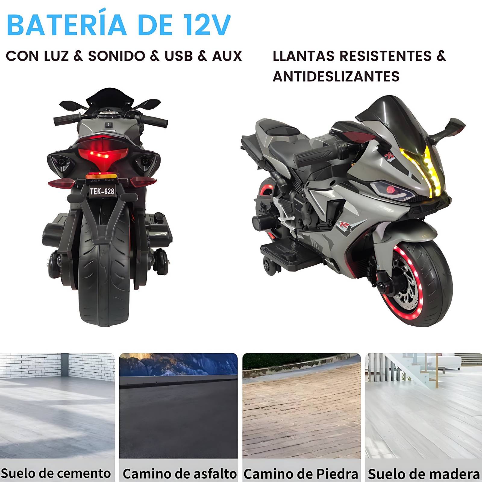 R3 Moto Eléctrica Infantil - Moto 12V con Ruedines Para Niños