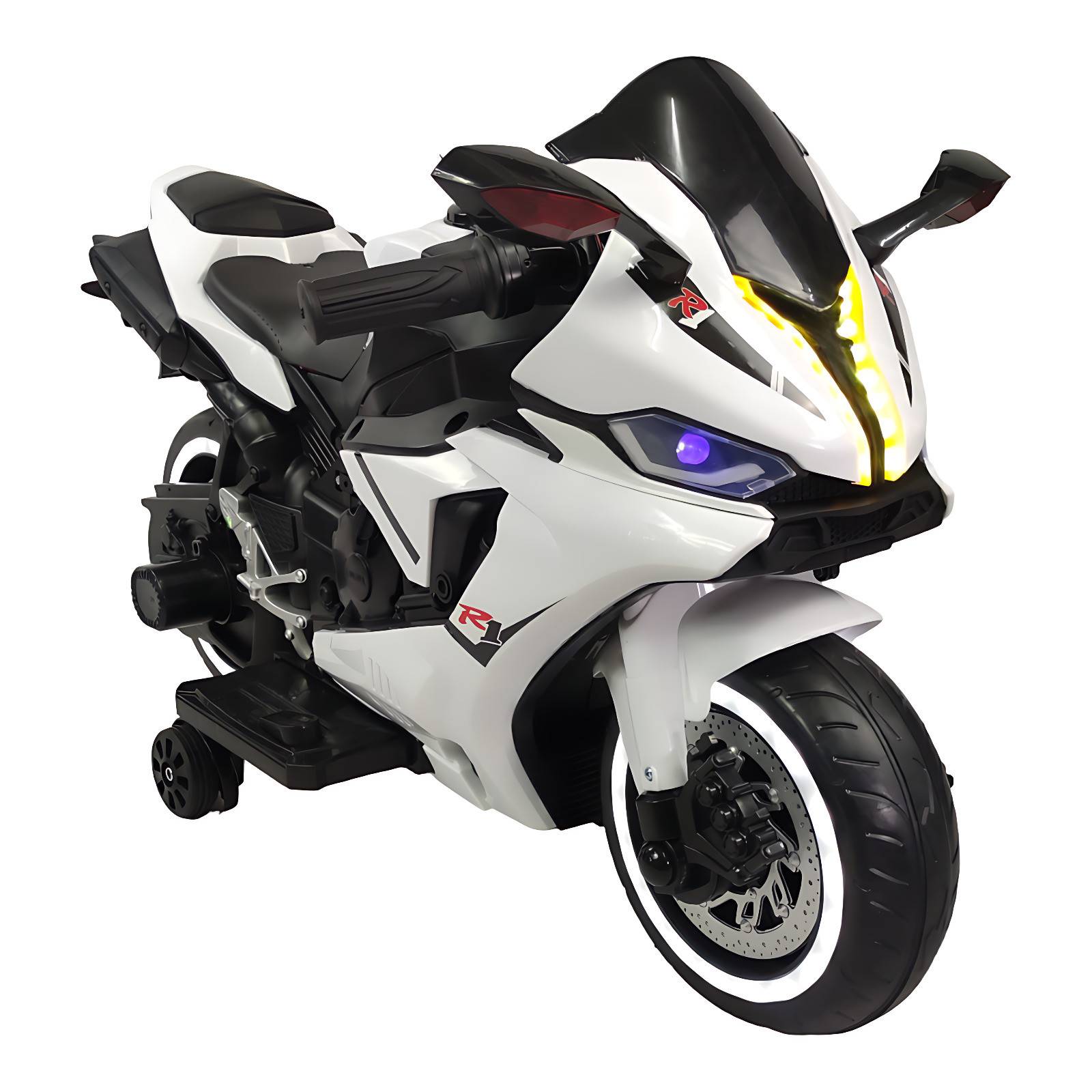 Motocicleta Montable Eléctrica Tres Ruedas Luz LED 12v - Blanco