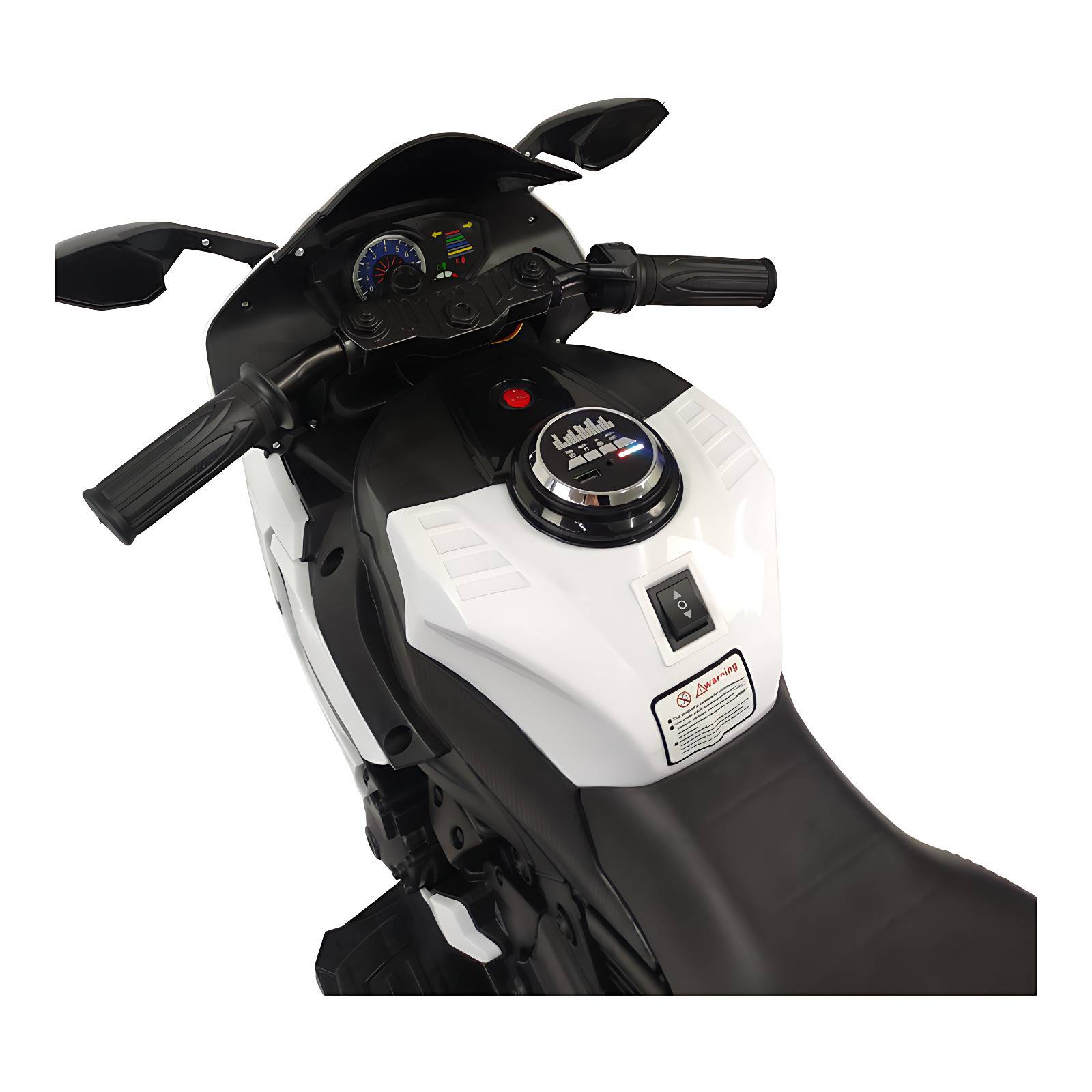 Motocicleta Montable Eléctrica Tres Ruedas Luz LED 12v - Blanco