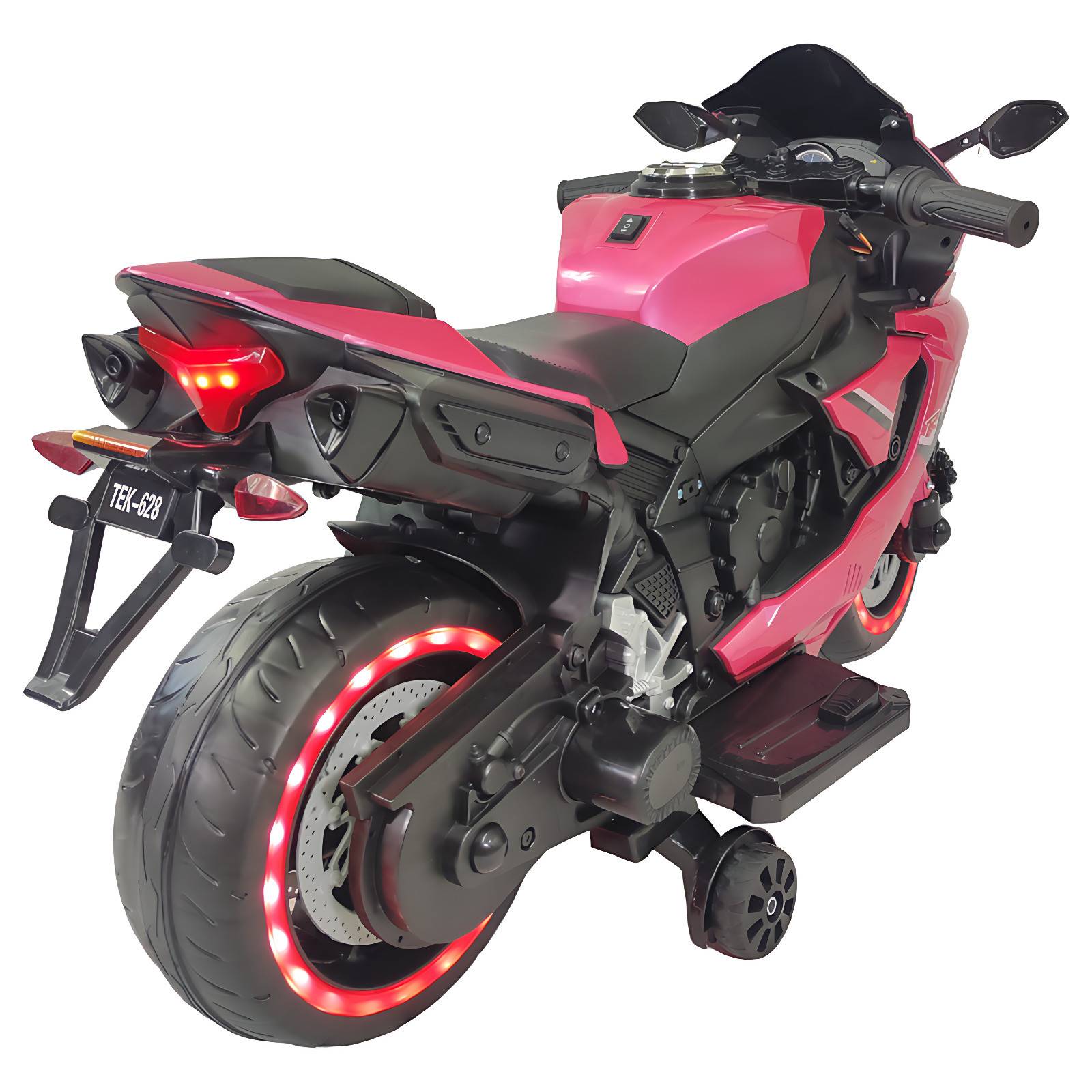 Motocicleta Montable Eléctrica Tres Ruedas Luz LED 12v  - Rosa.