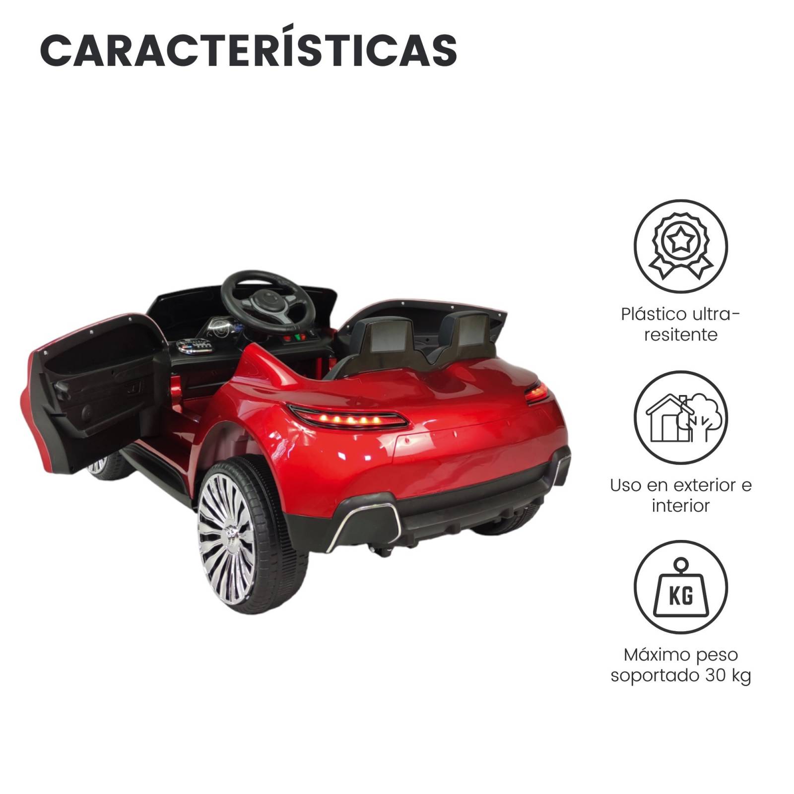 Montable para niños electrico control remoto luz, Rojo Lambo  - Rojo.