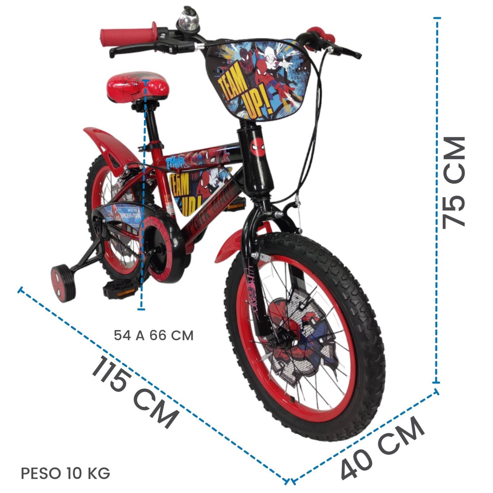 Bicicleta para Niños Rodada 16 Spider Man con Llantas Entrenadoras - Rojo
