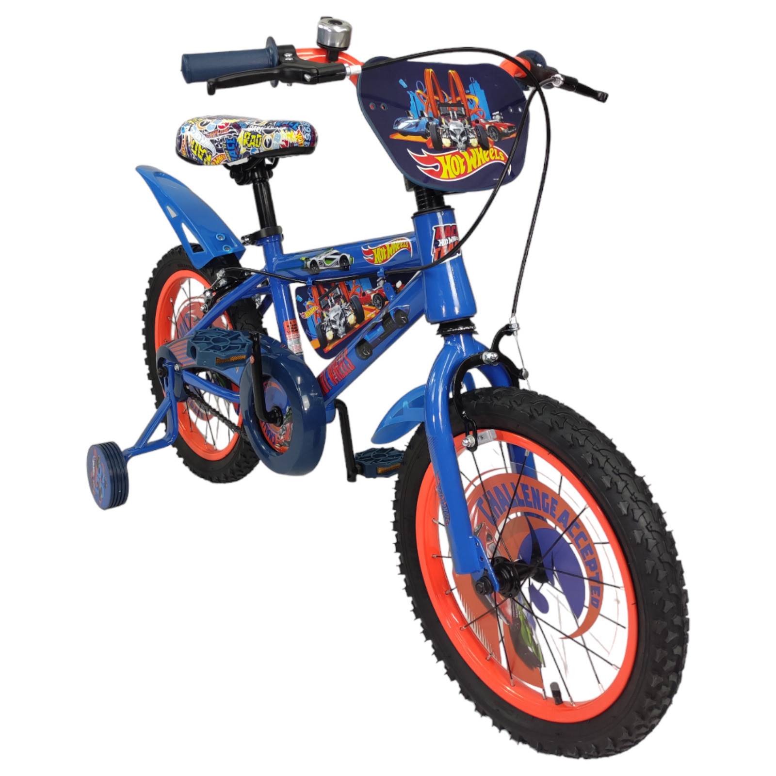 Bicicleta para Niños Rodada 16 Hot Wheels con Llantas Entrenadoras  - Azul.