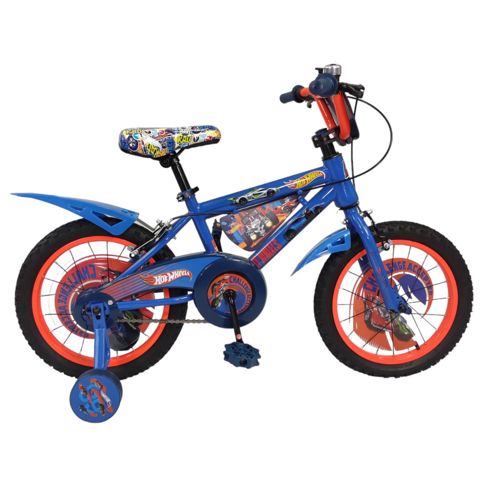 Bicicleta para Niños Rodada 16 Hot Wheels con Llantas Entrenadoras  - Azul.
