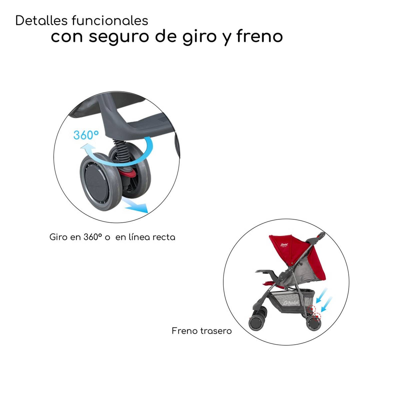 Carriola para Bebe Ultra Plegable Con Charola,6 a 24 meses 15kg - Rojo.