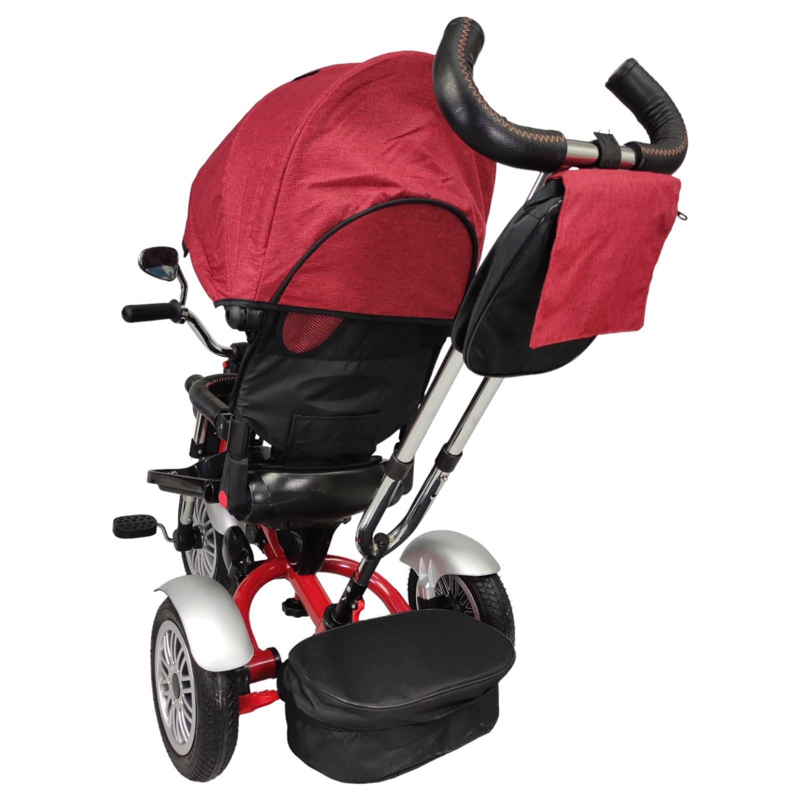 Triciclo para Niños 8en1 con Asiento Giratorio y Reclinable, sonido  - Rojo.