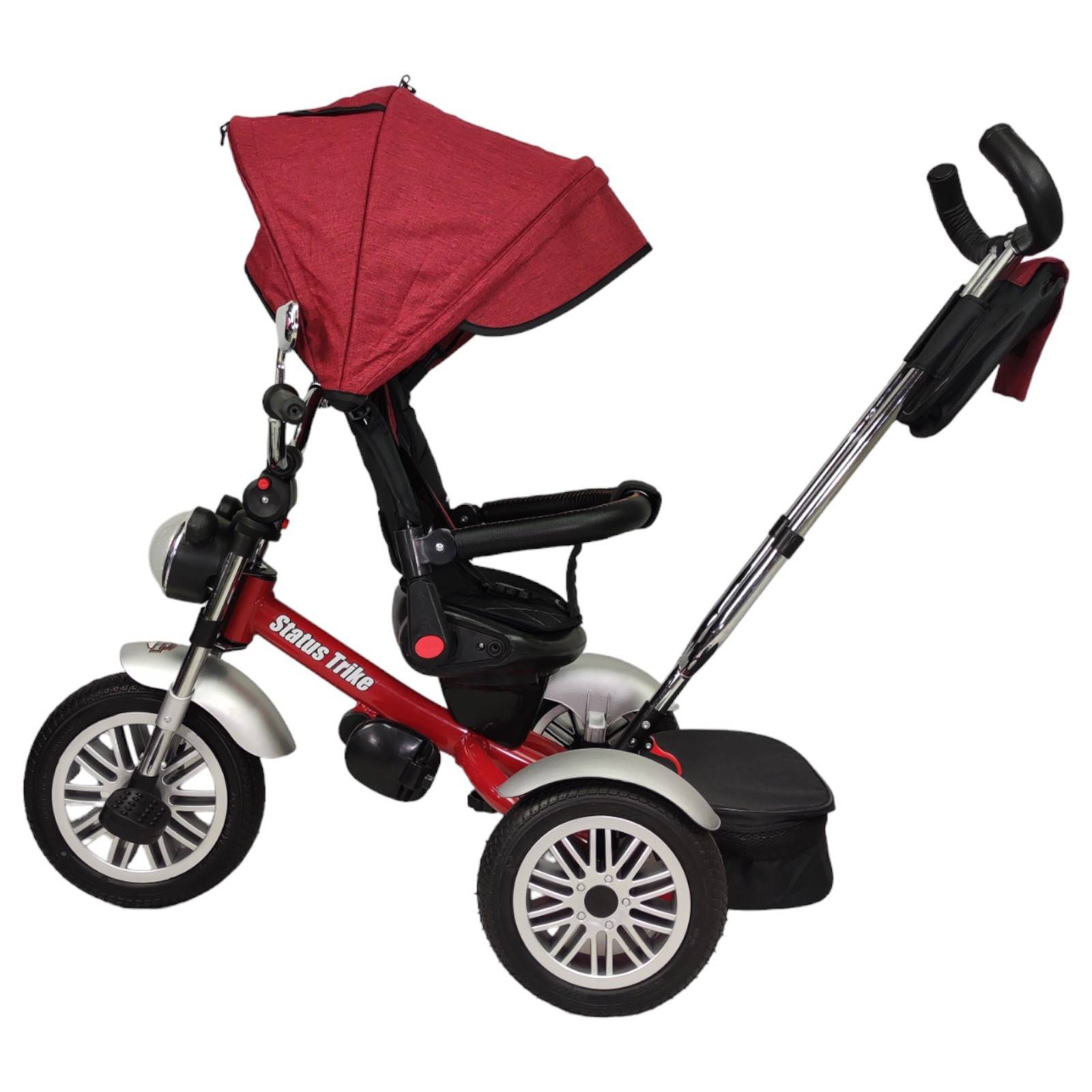 Triciclo para Niños 8en1 con Asiento Giratorio y Reclinable, sonido  - Rojo.