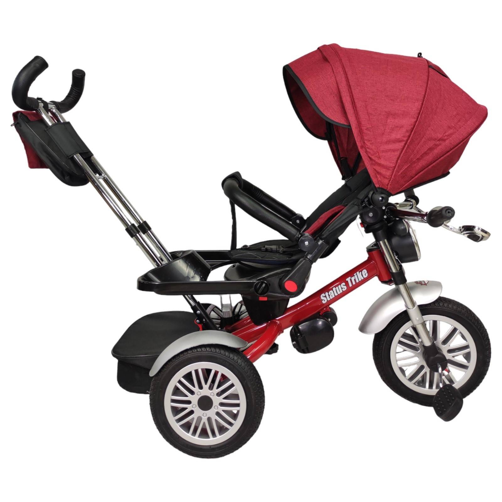 Triciclo para Niños 8en1 con Asiento Giratorio y Reclinable, sonido  - Rojo.
