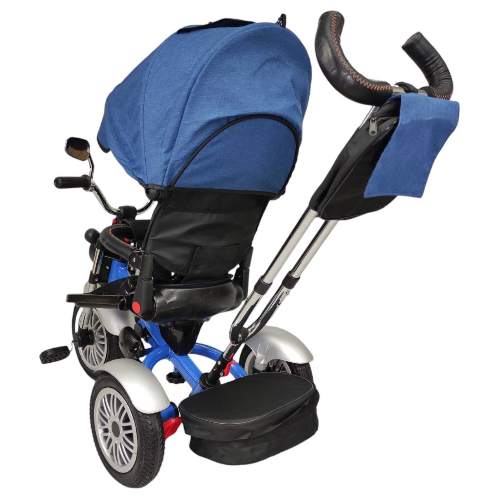 Triciclo para Niños 8en1 con Asiento Giratorio y Reclinable, sonido  - Azul.