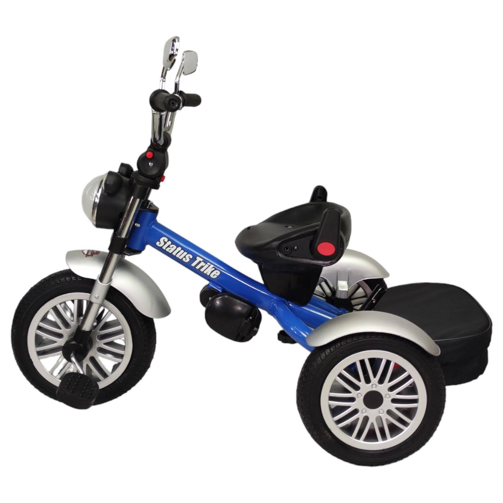 Triciclo para Niños 8en1 con Asiento Giratorio y Reclinable, sonido  - Azul.