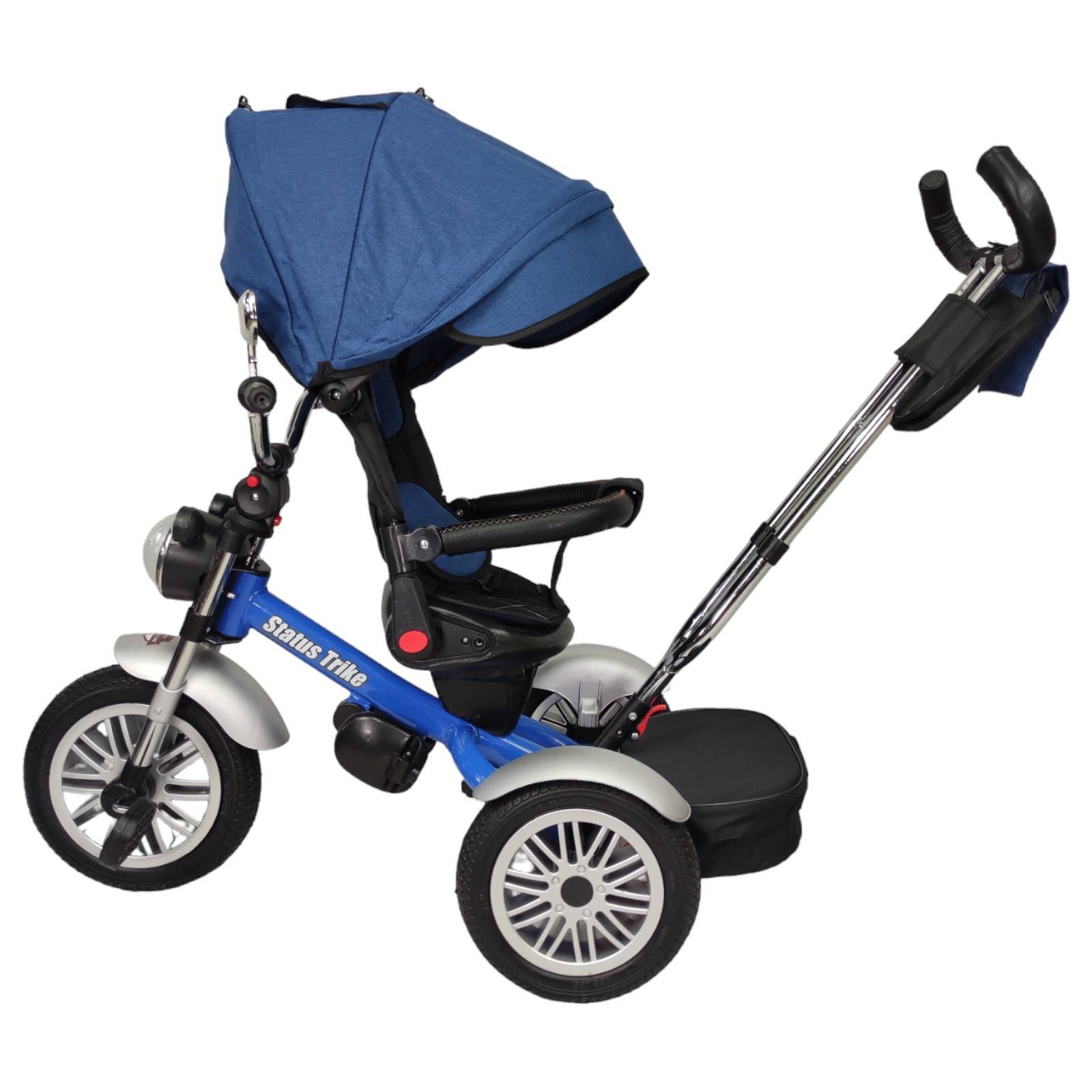 Triciclo para Niños 8en1 con Asiento Giratorio y Reclinable, sonido  - Azul.