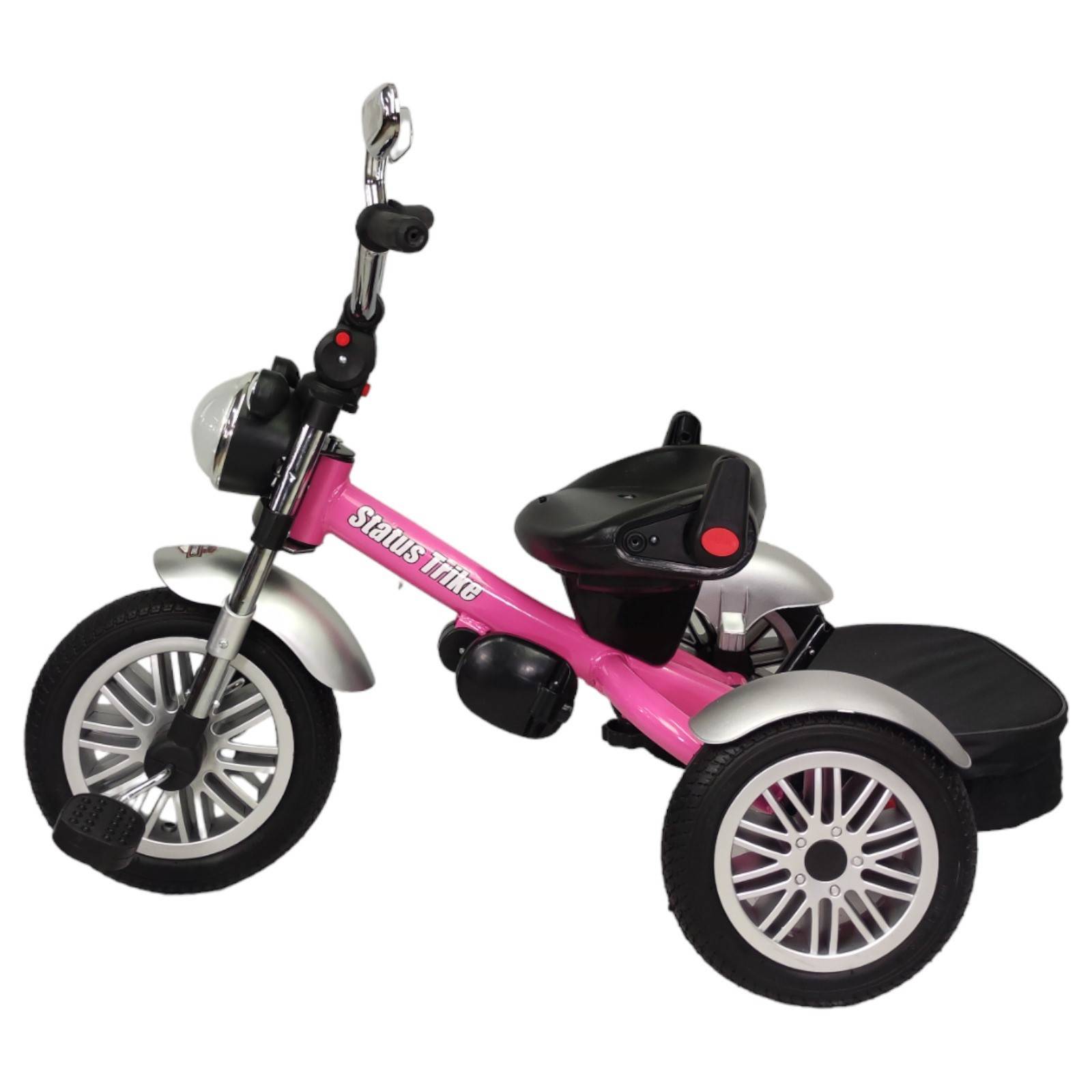 Triciclo para Niños 8en1 con Asiento Giratorio y Reclinable, sonido - Rosa.