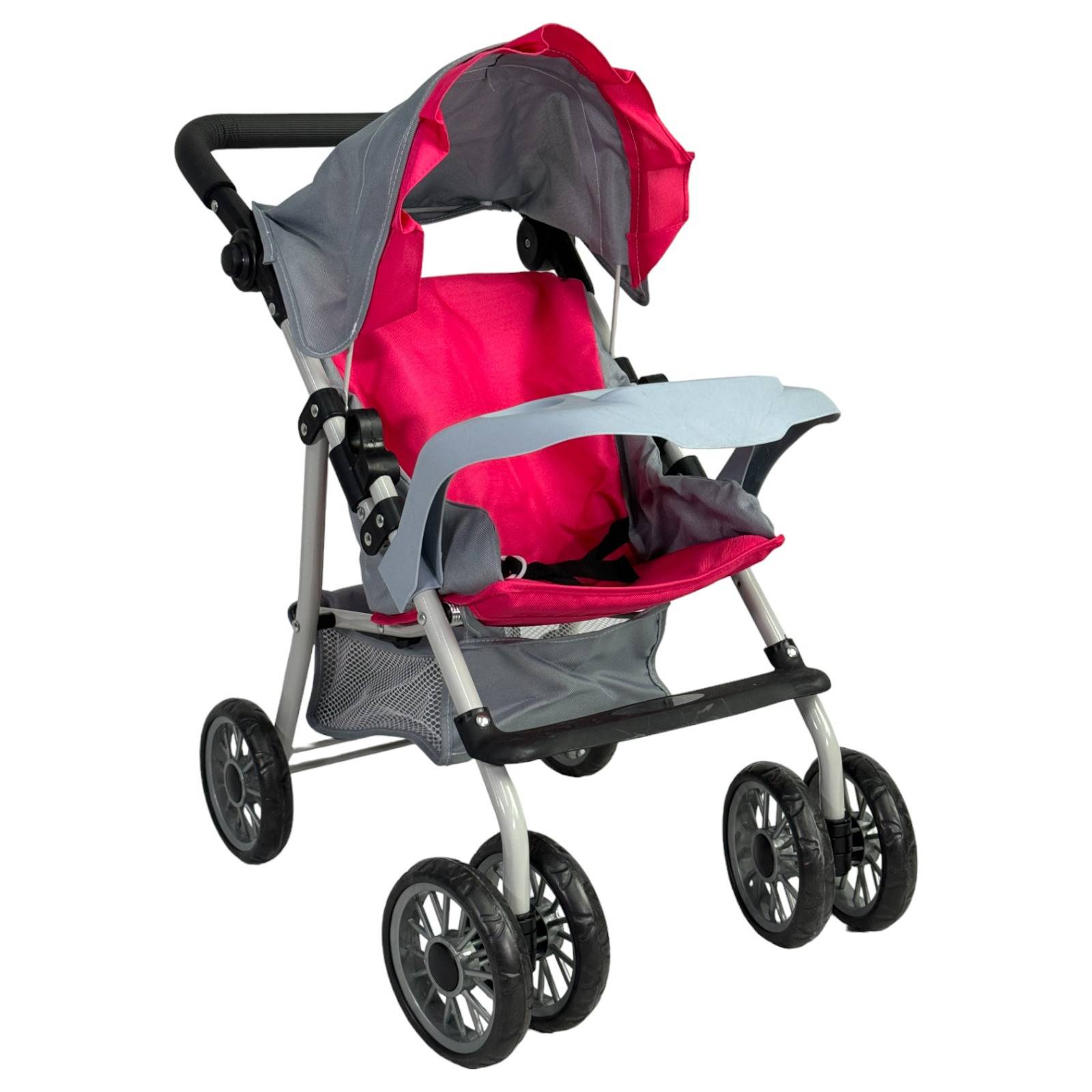 Carriola para Muñecas de Juguete Plegable con Toldo Y Charola  - Rosa.