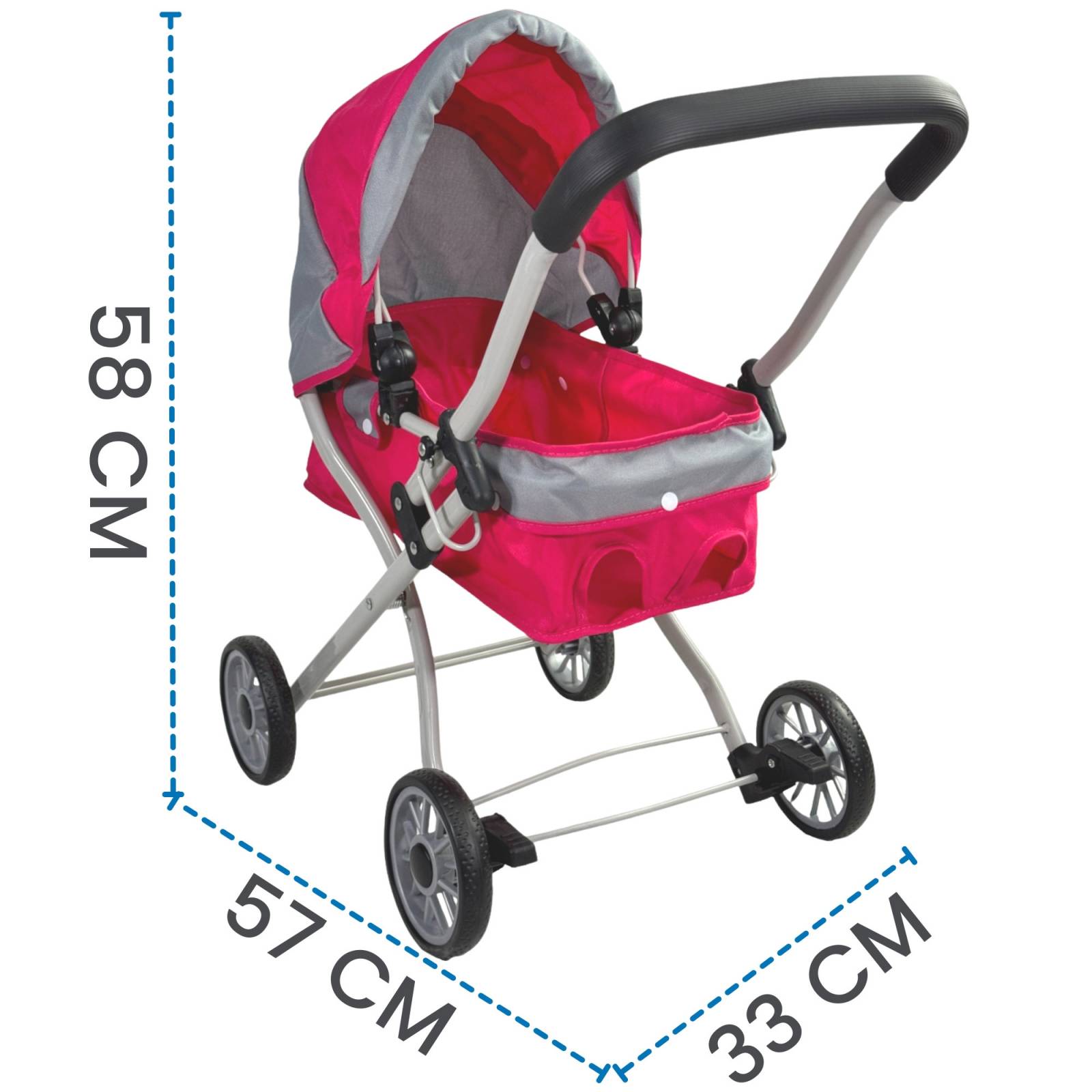 Carriola para Muñecas de Juguete para Niñas con Toldo y Plegable  - Rosa.
