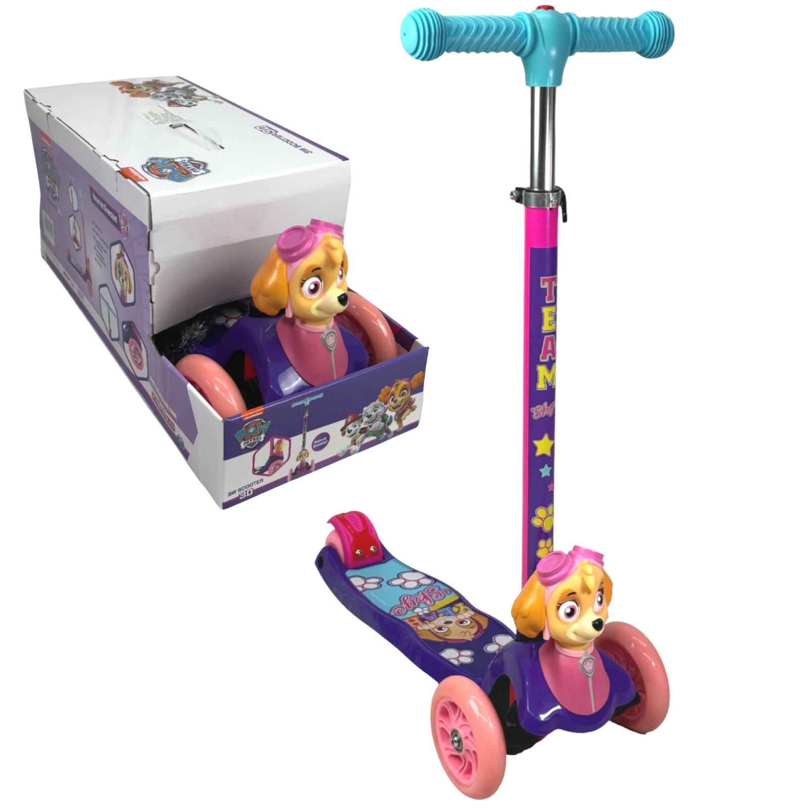 Scooter para Niños Patin del Diablo Tres Llantas Paw Patrol  - Rosa