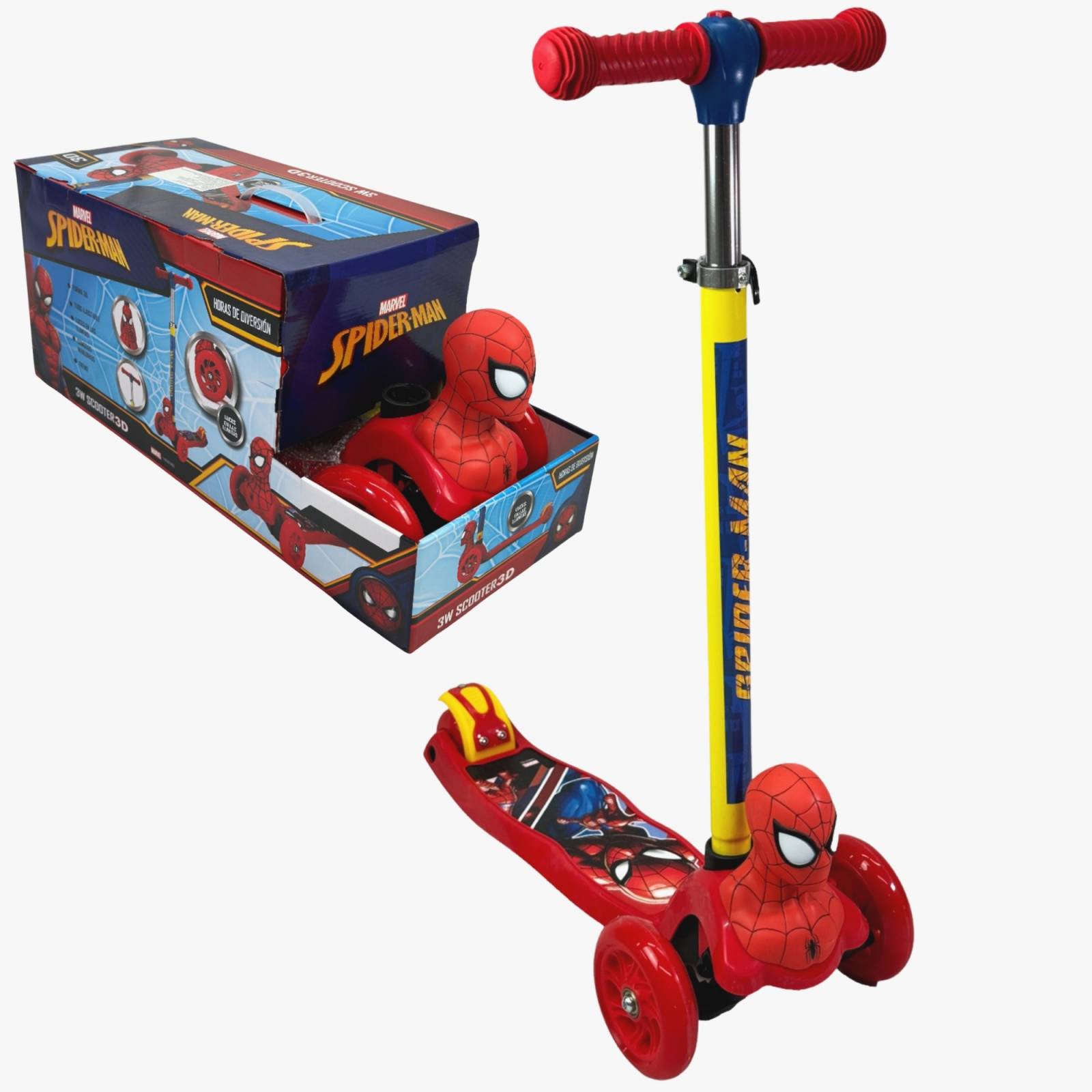 Scooter para Niños Patinete del Diablo Tres Llantas Spiderman  - Rojo