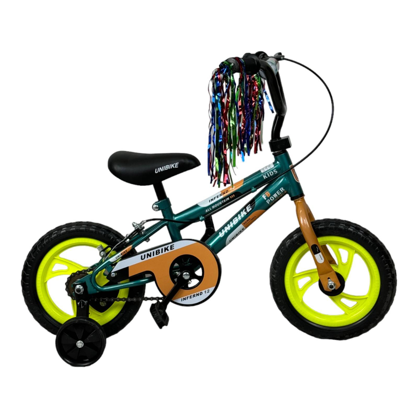 Bicicleta para Niños Rodada 12 Verde con ruedas de entrenamiento  - Verde.