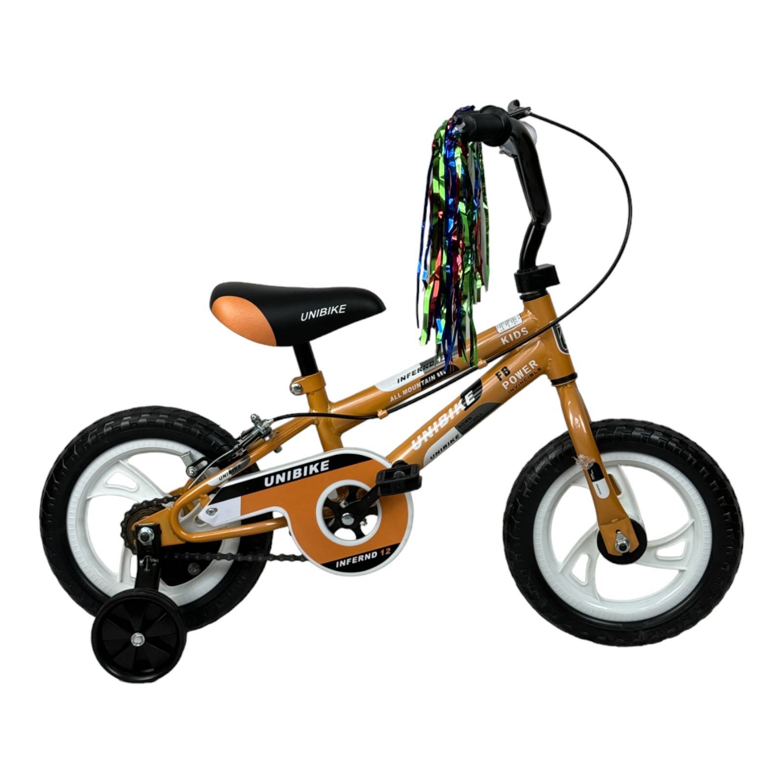 Bicicleta para Niños Rodada 12 Cafe con ruedas de entrenamiento  - Marrón.