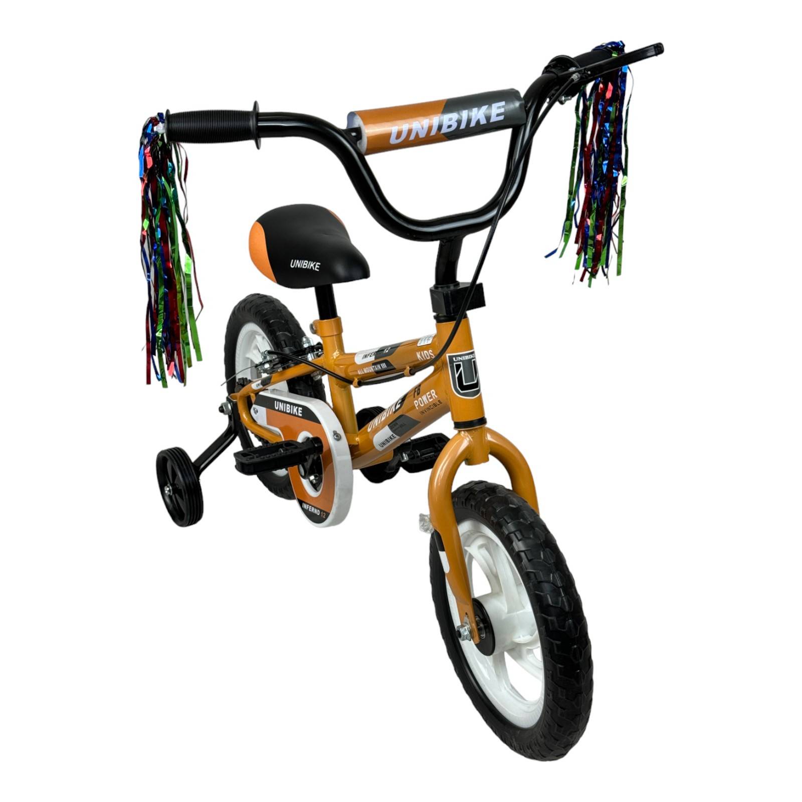 Bicicleta para Niños Rodada 12 Cafe con ruedas de entrenamiento  - Marrón.