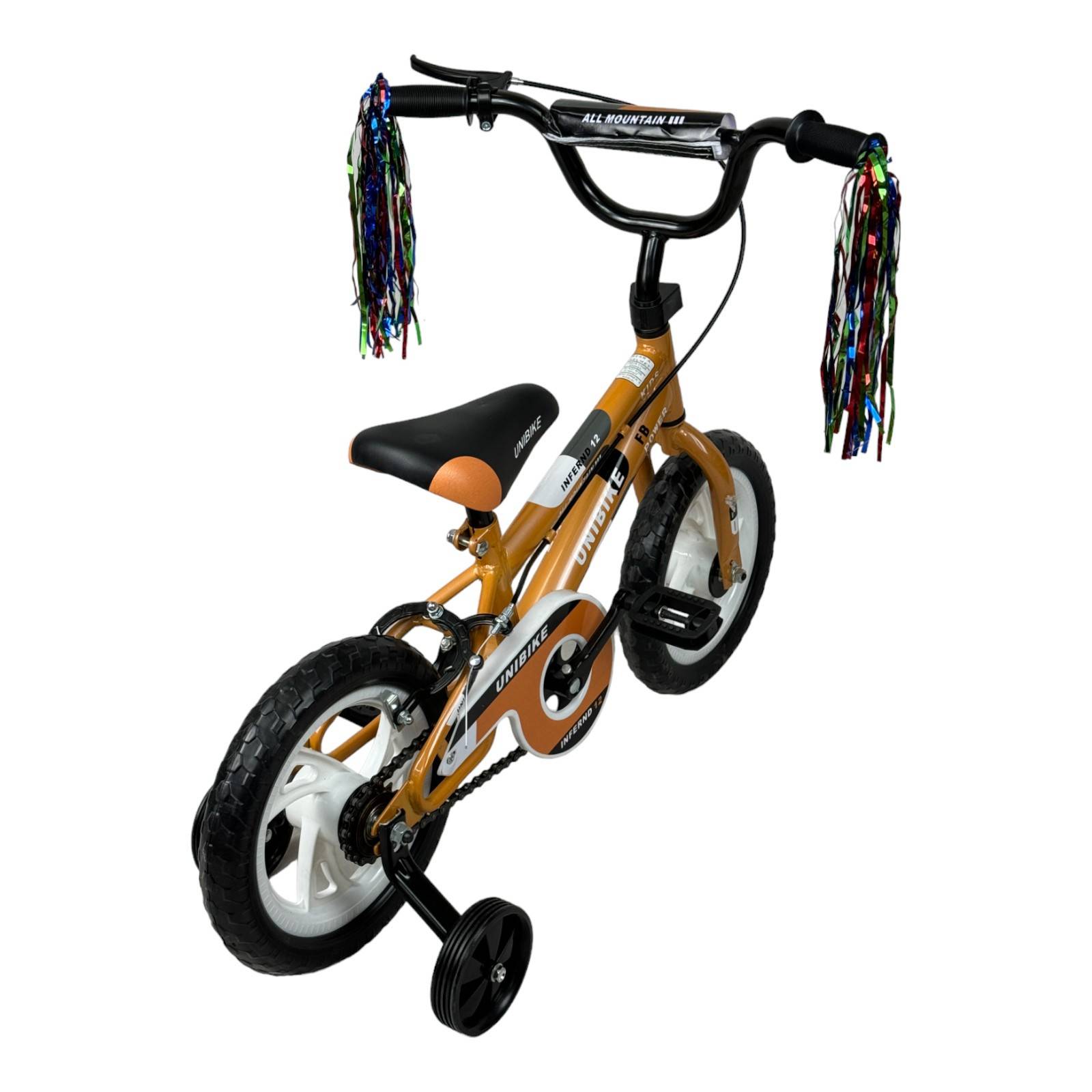 Bicicleta para Niños Rodada 12 Cafe con ruedas de entrenamiento  - Marrón.