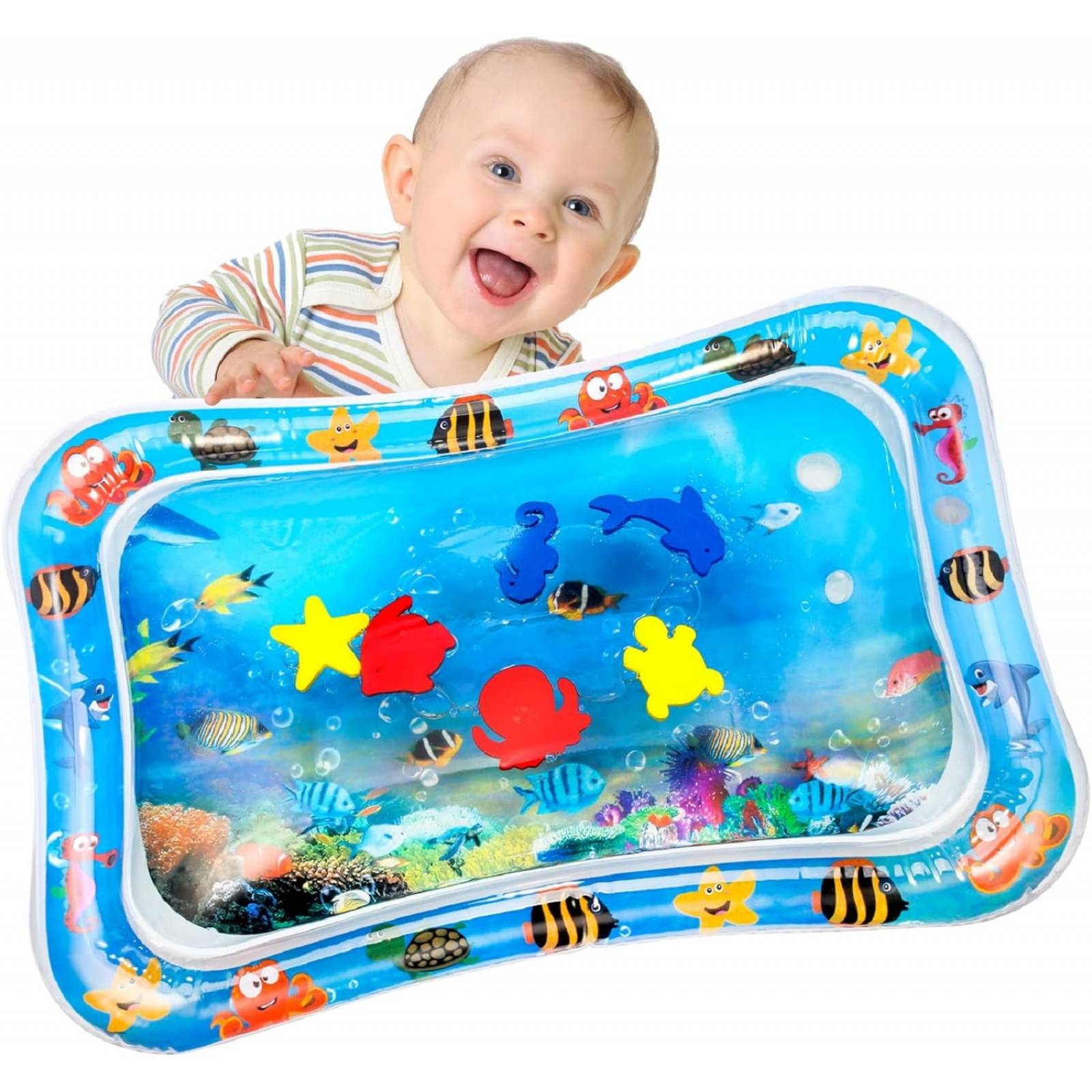 Cojin de Agua Inflable para Bebes,Tapete para Niños de Aire  - Azul