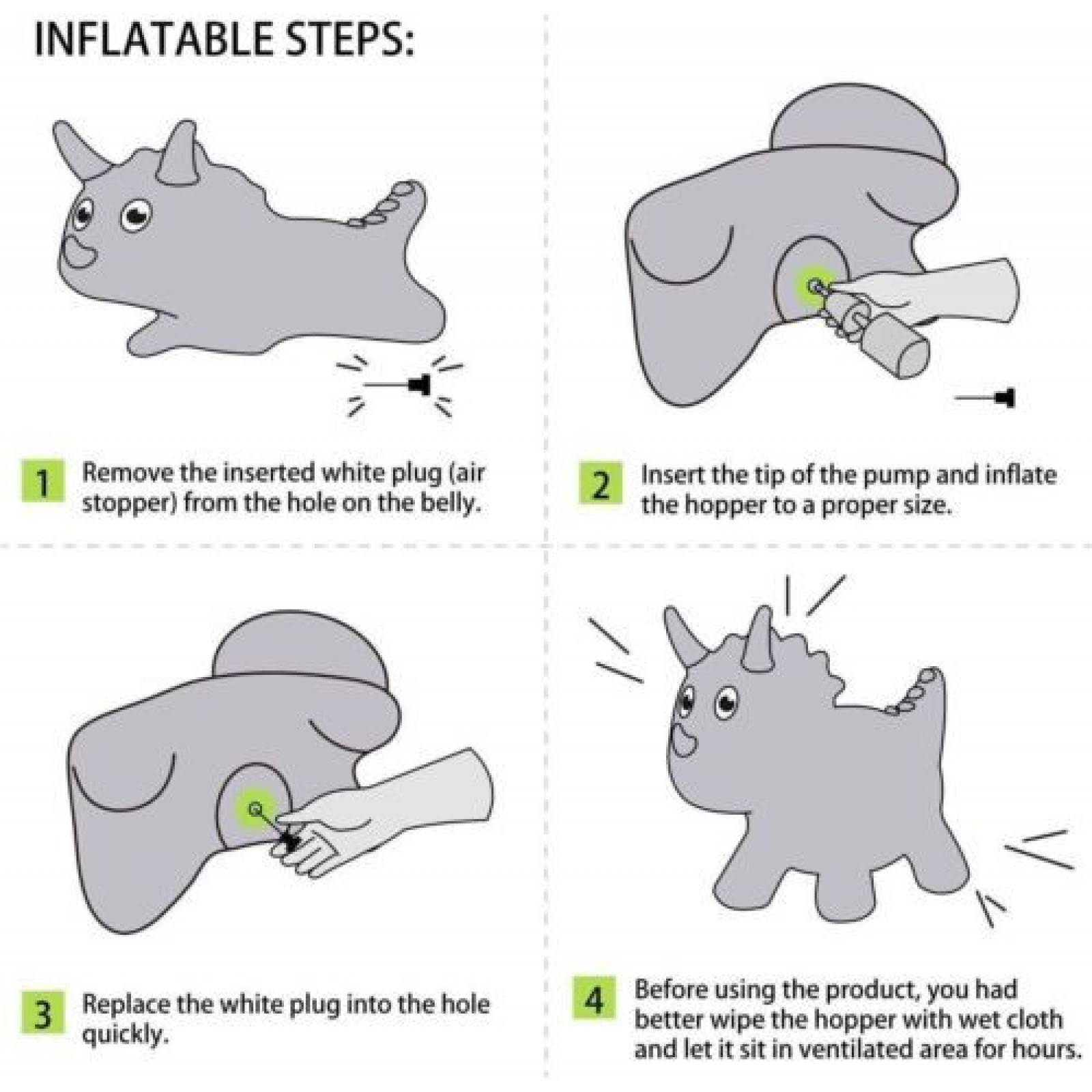 Montable Inflable Saltarin Brinca Botador Animal Salto para Niños - Verde.