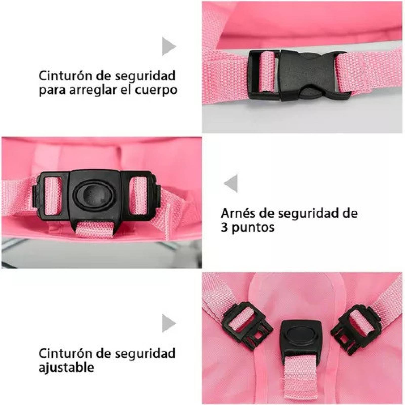 Silla Alta para Bebe Periquera Portatil Elevador Viaje Plegable - Rosa.
