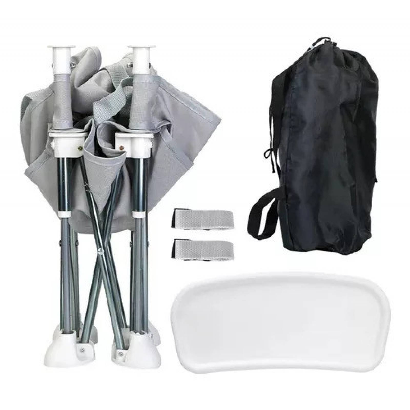 Silla Alta para Bebe Periquera Portatil Elevador Viaje Plegable  - Gris.