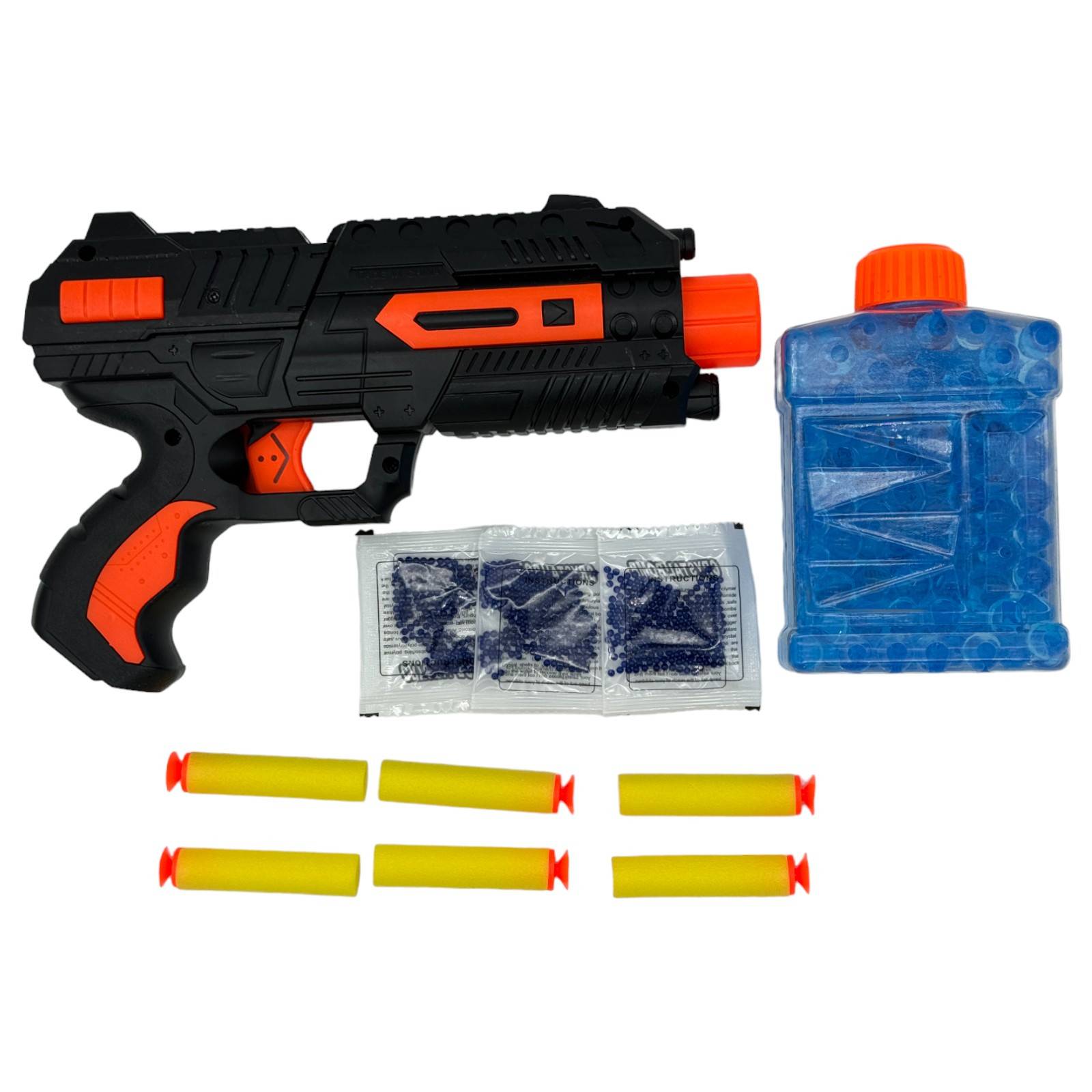 Pistola de Juguete Lanzador de Hidrogel 800 gel y 6 dardos  - Negro.