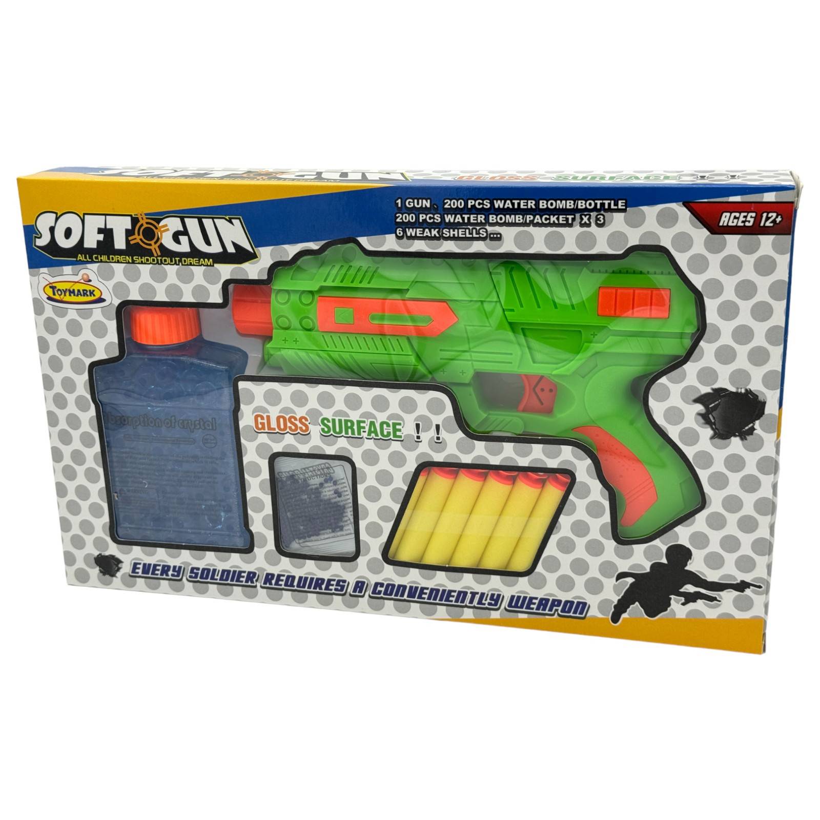 Pistola de Juguete Lanzador de Hidrogel 800 gel y 6 dardos  - Verde.