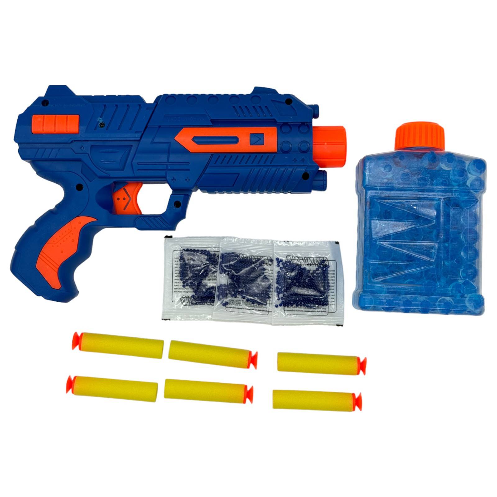 Pistola de Juguete Lanzador de Hidrogel 800 gel y 6 dardos  - Azul.