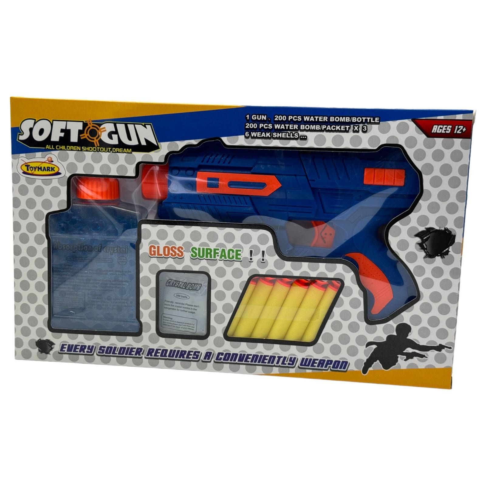 Pistola de Juguete Lanzador de Hidrogel 800 gel y 6 dardos  - Azul.