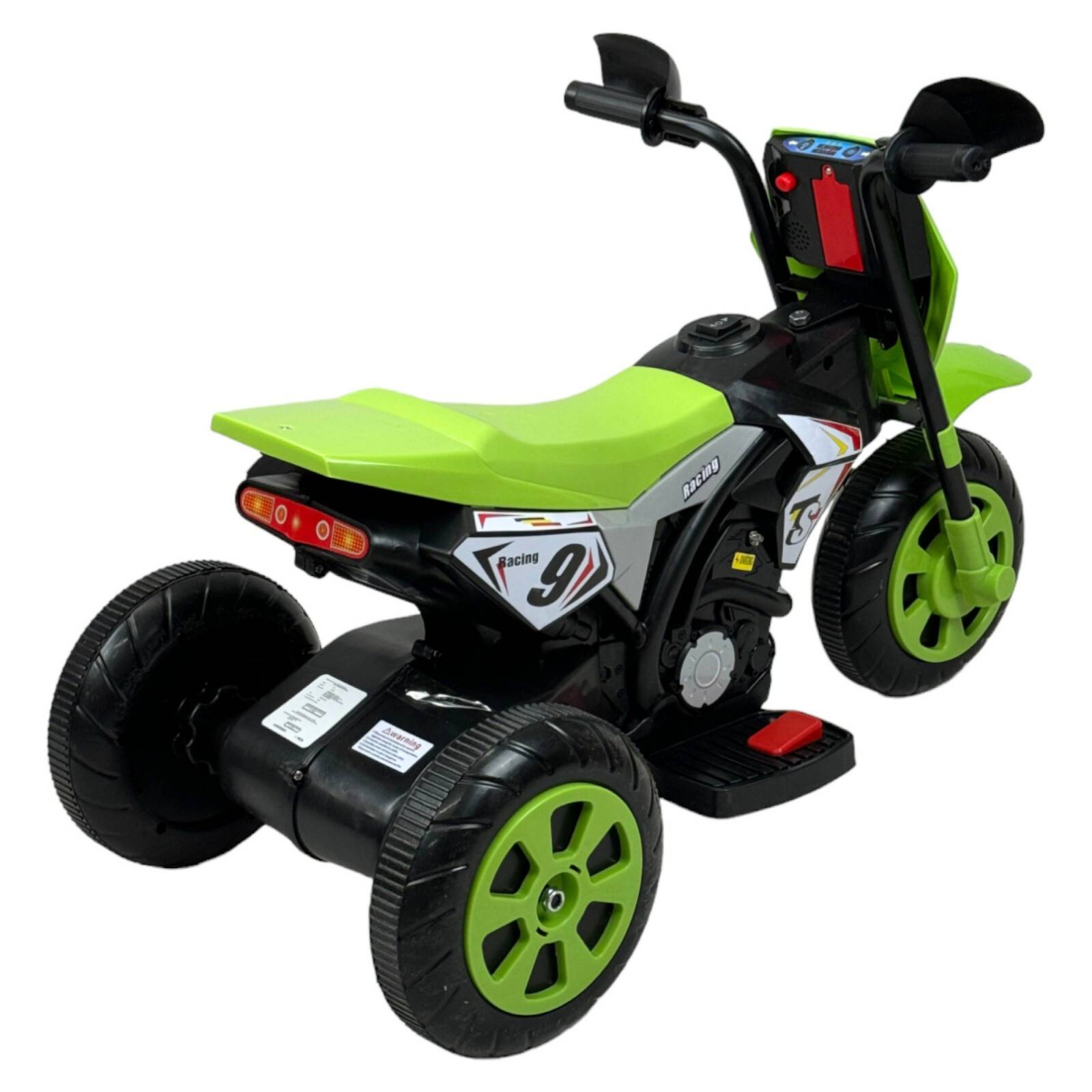 Motocicleta Montable para Niños 3 Ruedas Sonido,luz 6V  - Verde.