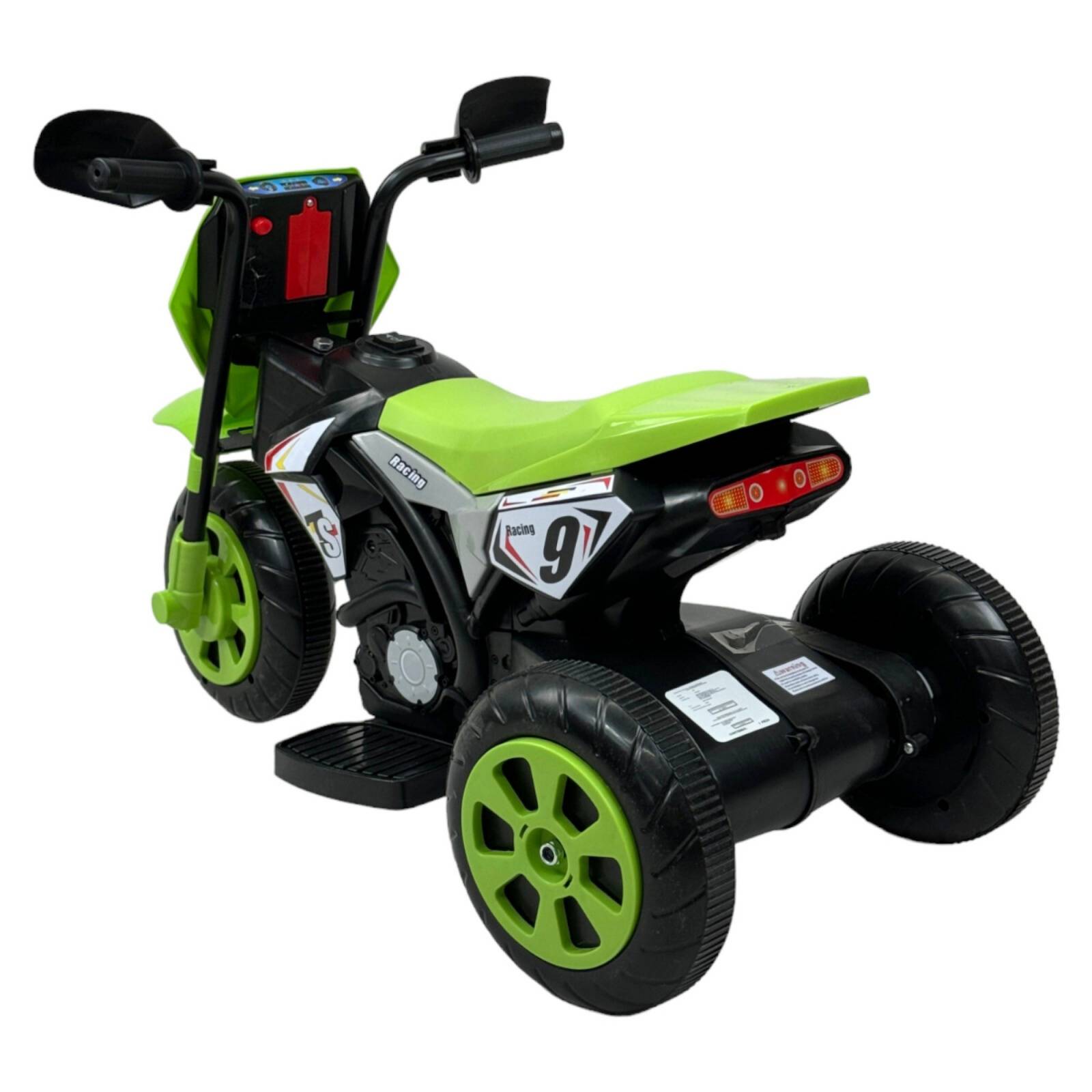 Motocicleta Montable para Niños 3 Ruedas Sonido,luz 6V  - Verde.