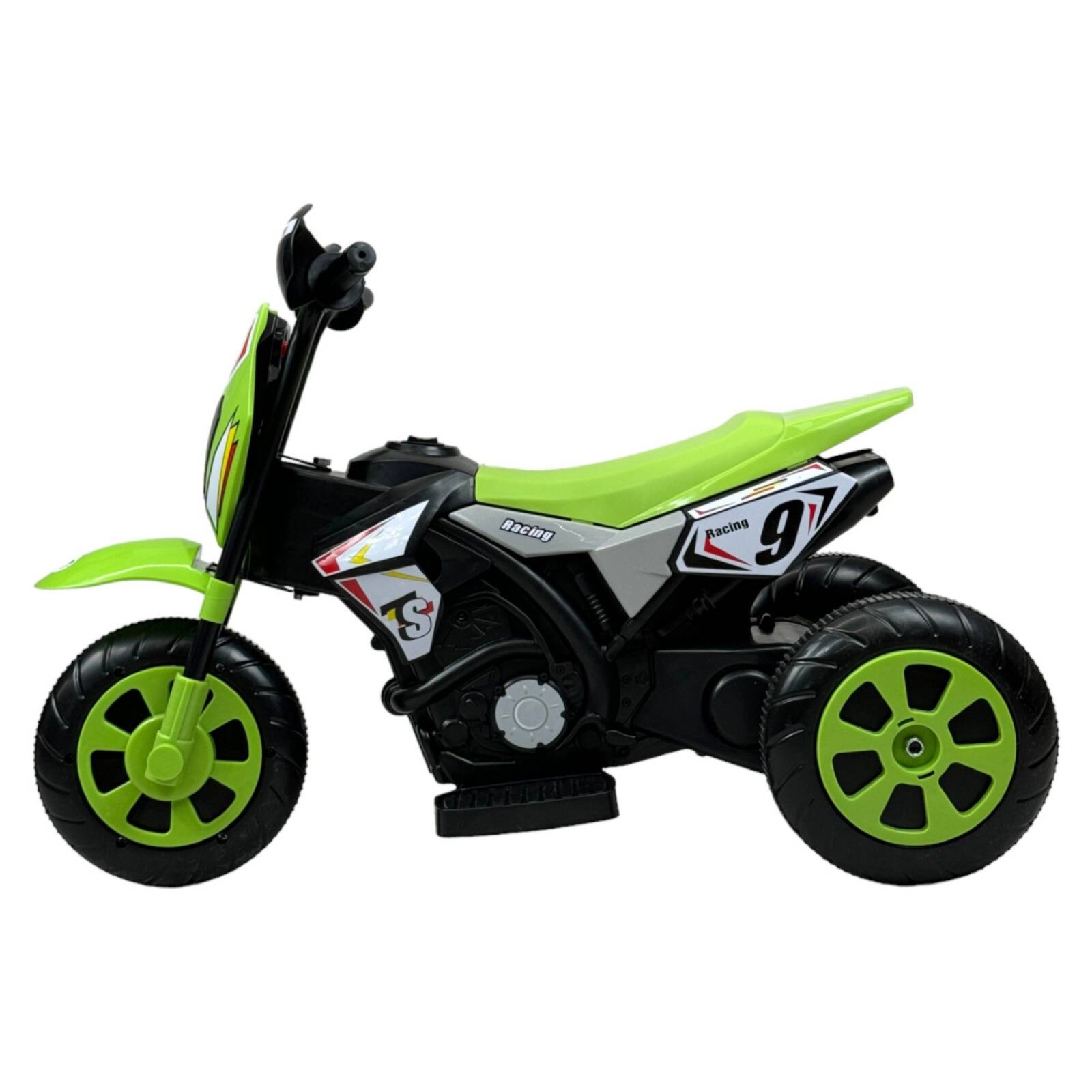 Motocicleta Montable para Niños 3 Ruedas Sonido,luz 6V  - Verde.