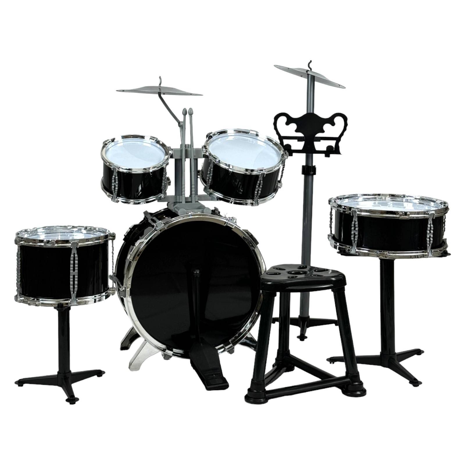 Bateria de Juego para Niños Musical Jazz Instrumento Taburete  - Negro.
