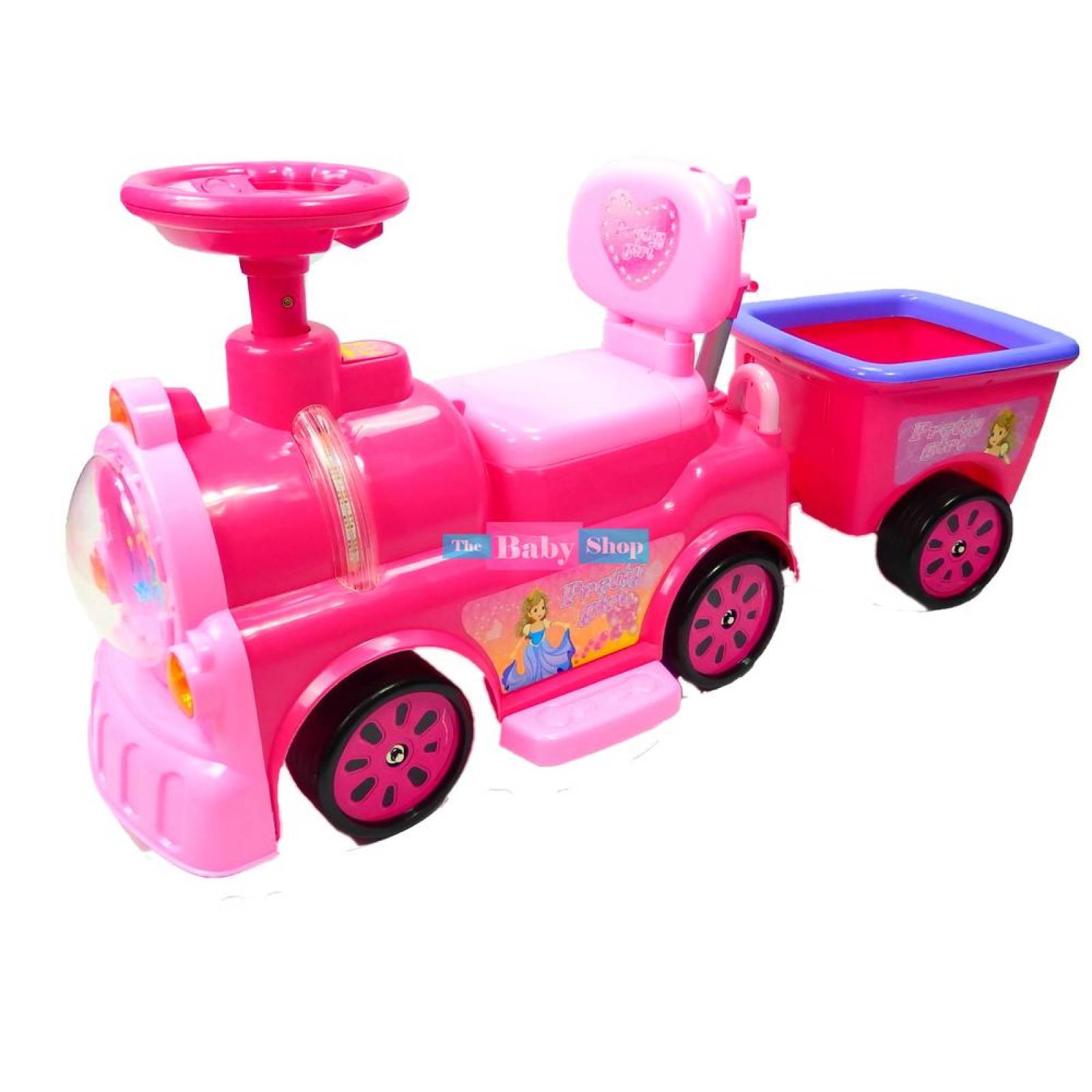 Montable para Niña de Princesa con Remolque y Toldo 