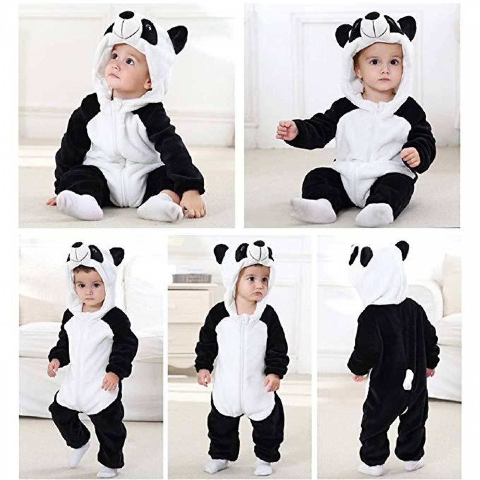 Mameluco para Bebe con Capucha 6-24 Panda meses disfraz 